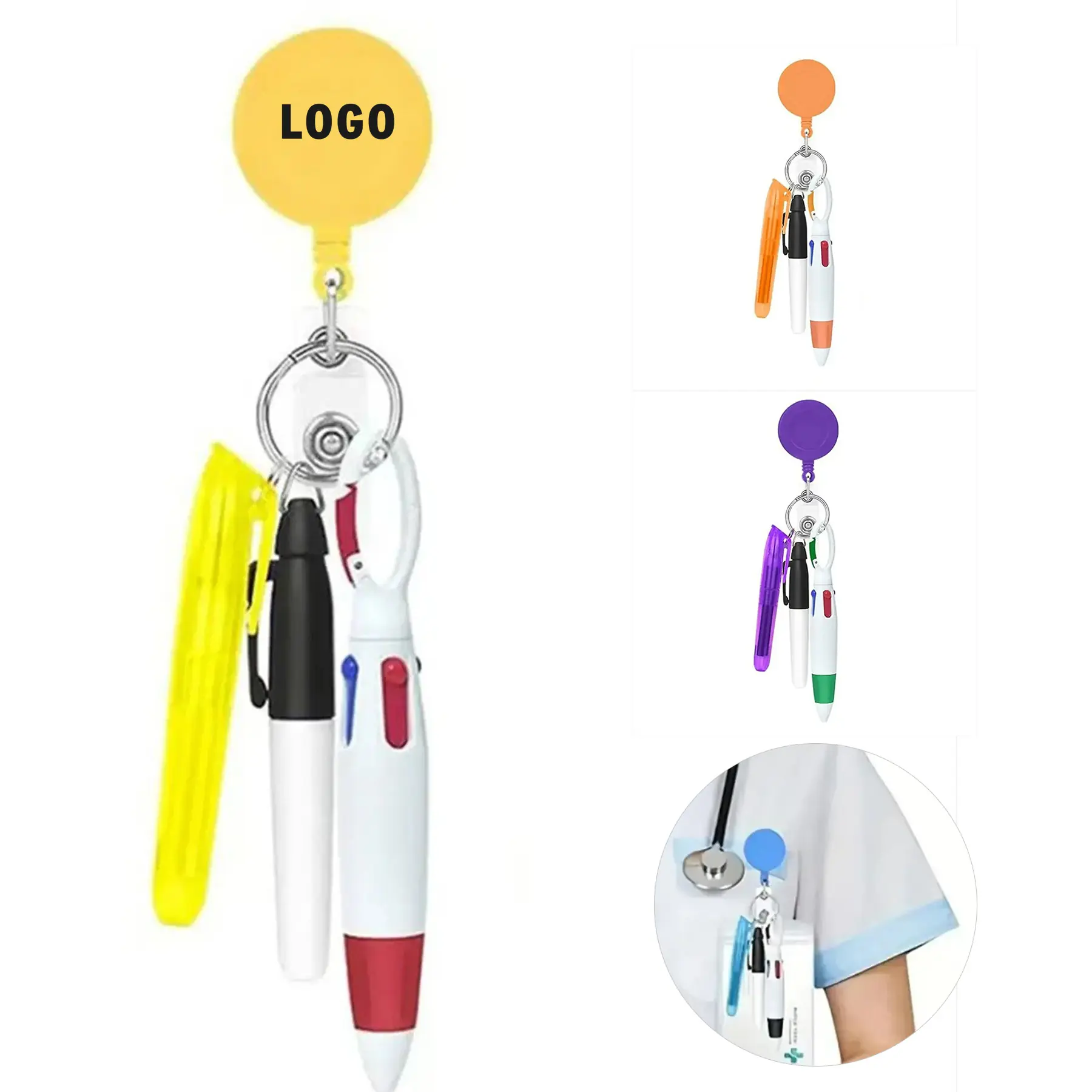 Retractable Badge Reel Pen Clip Holder Nurse Set 2