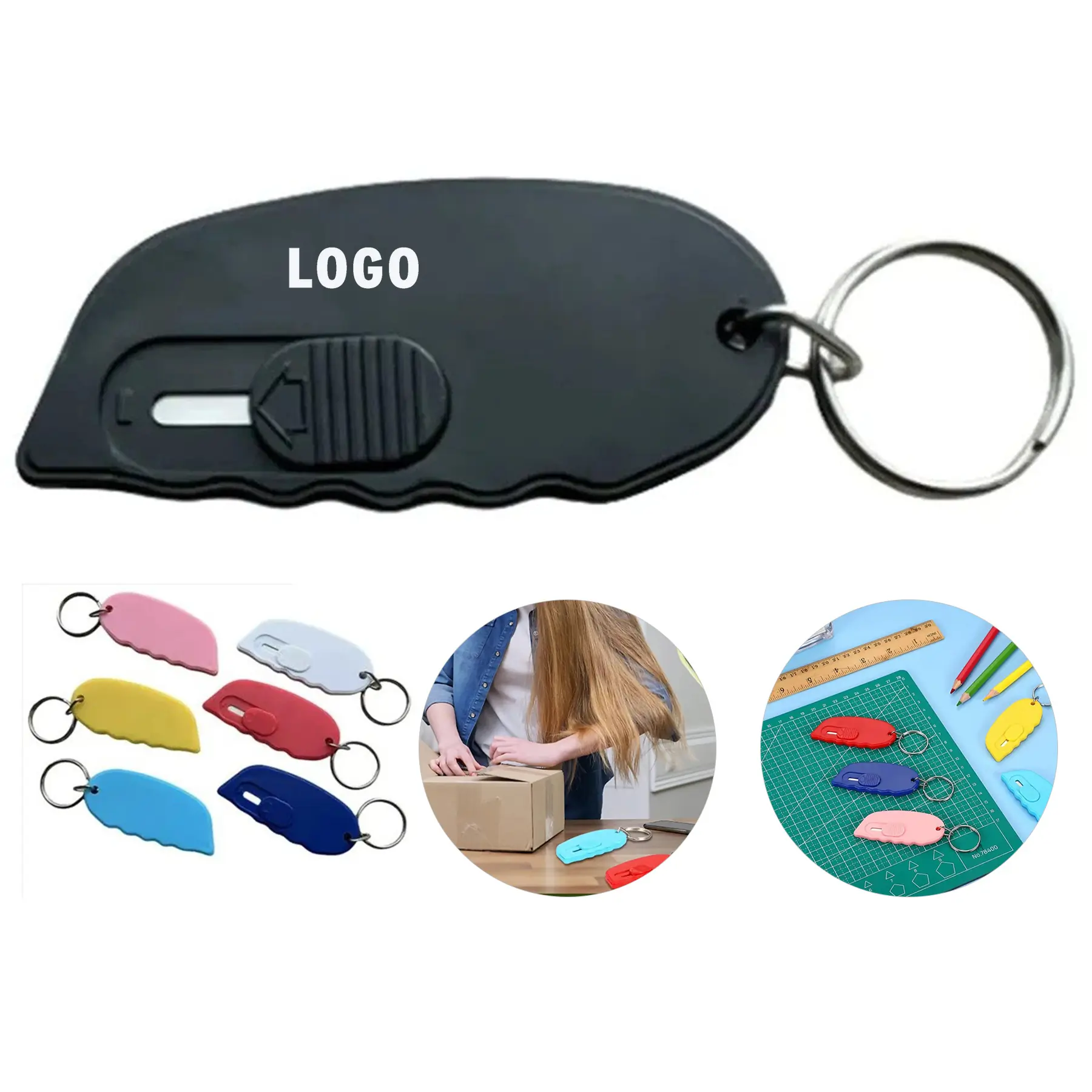 Spring Loaded Retractable Keychain Utility Knife Box Cutter 2