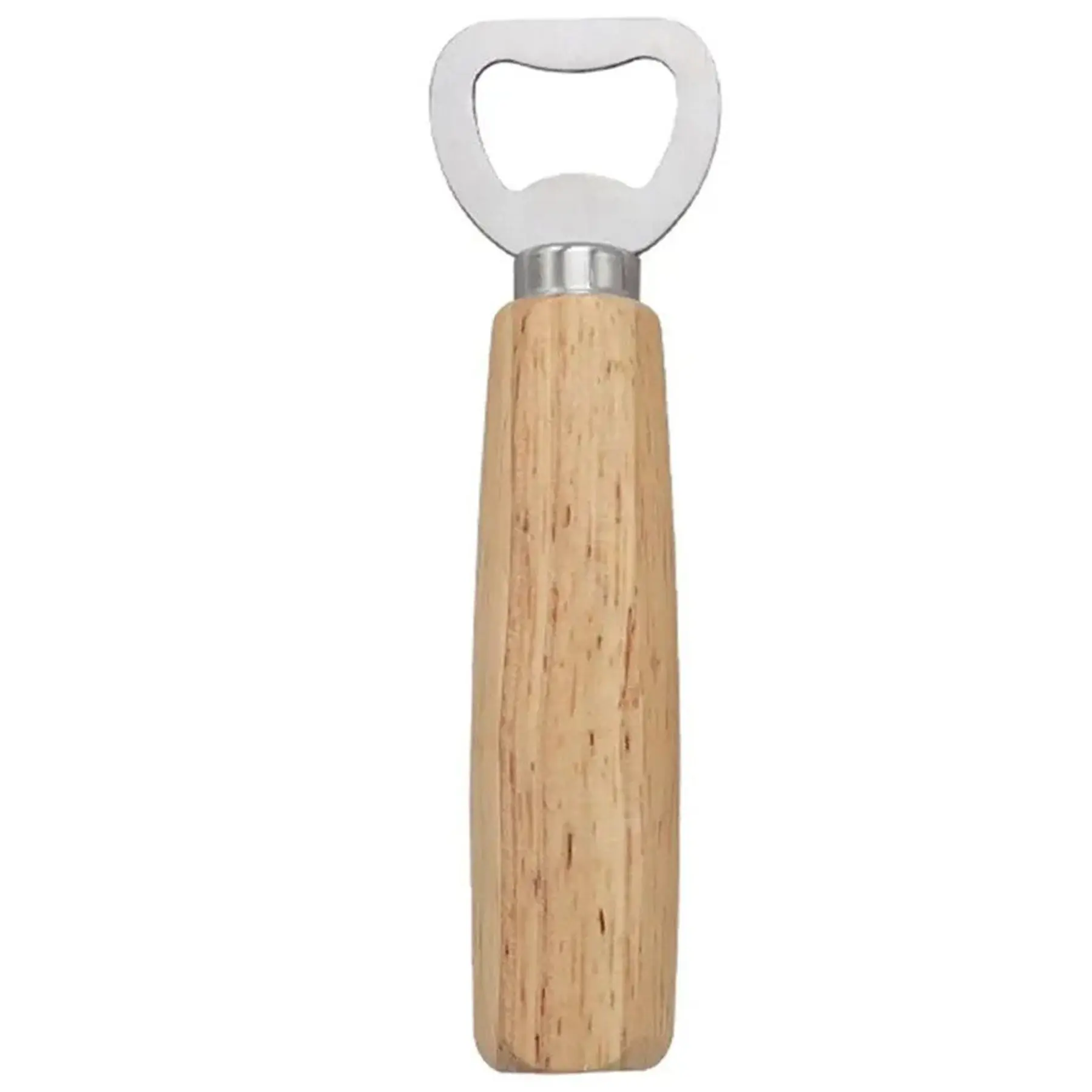 Customizable Natural Wood Handle Stainless Steel Beer Cap Opener Bar Tool