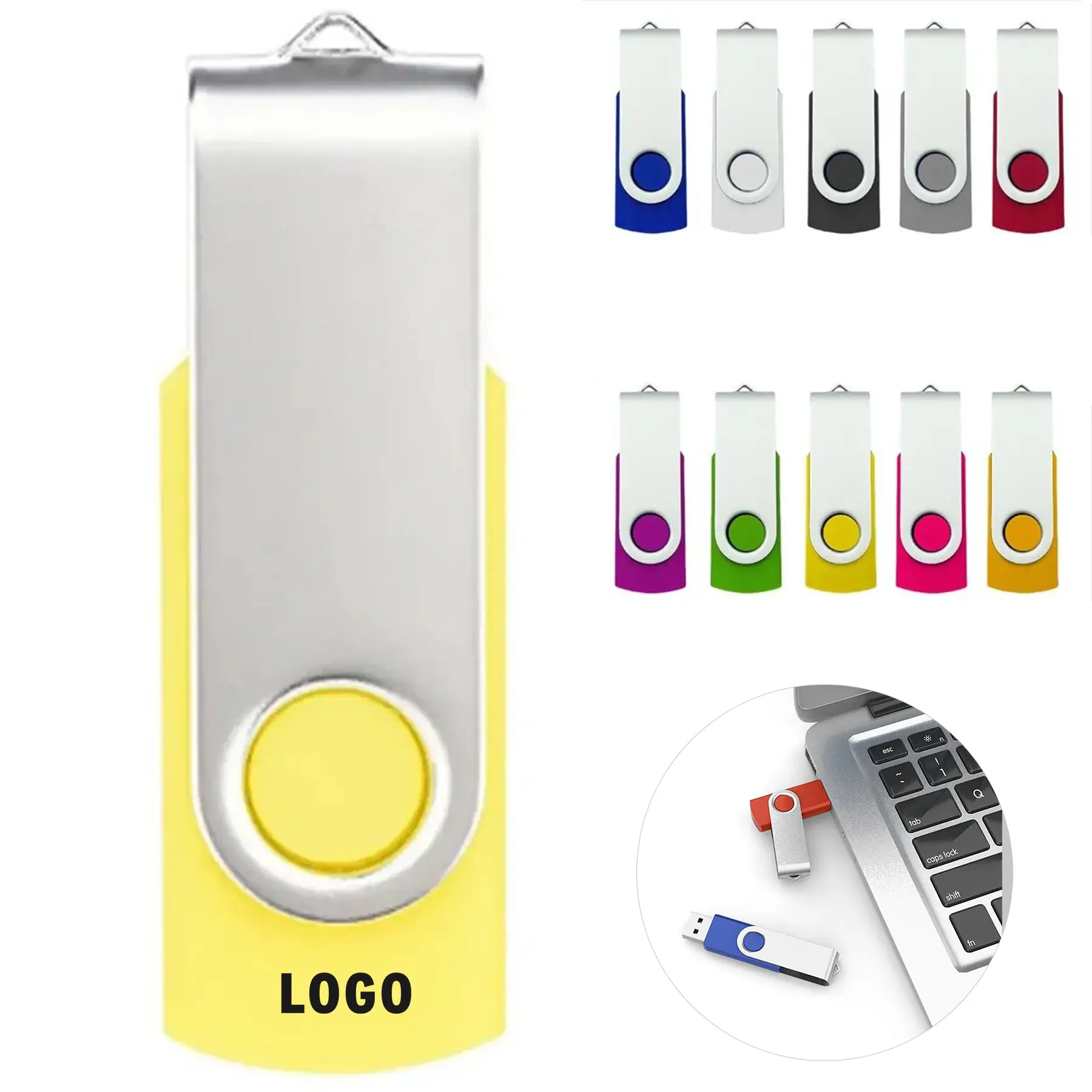 Rotating Metal USB Drive Keychain Flash Memory 2