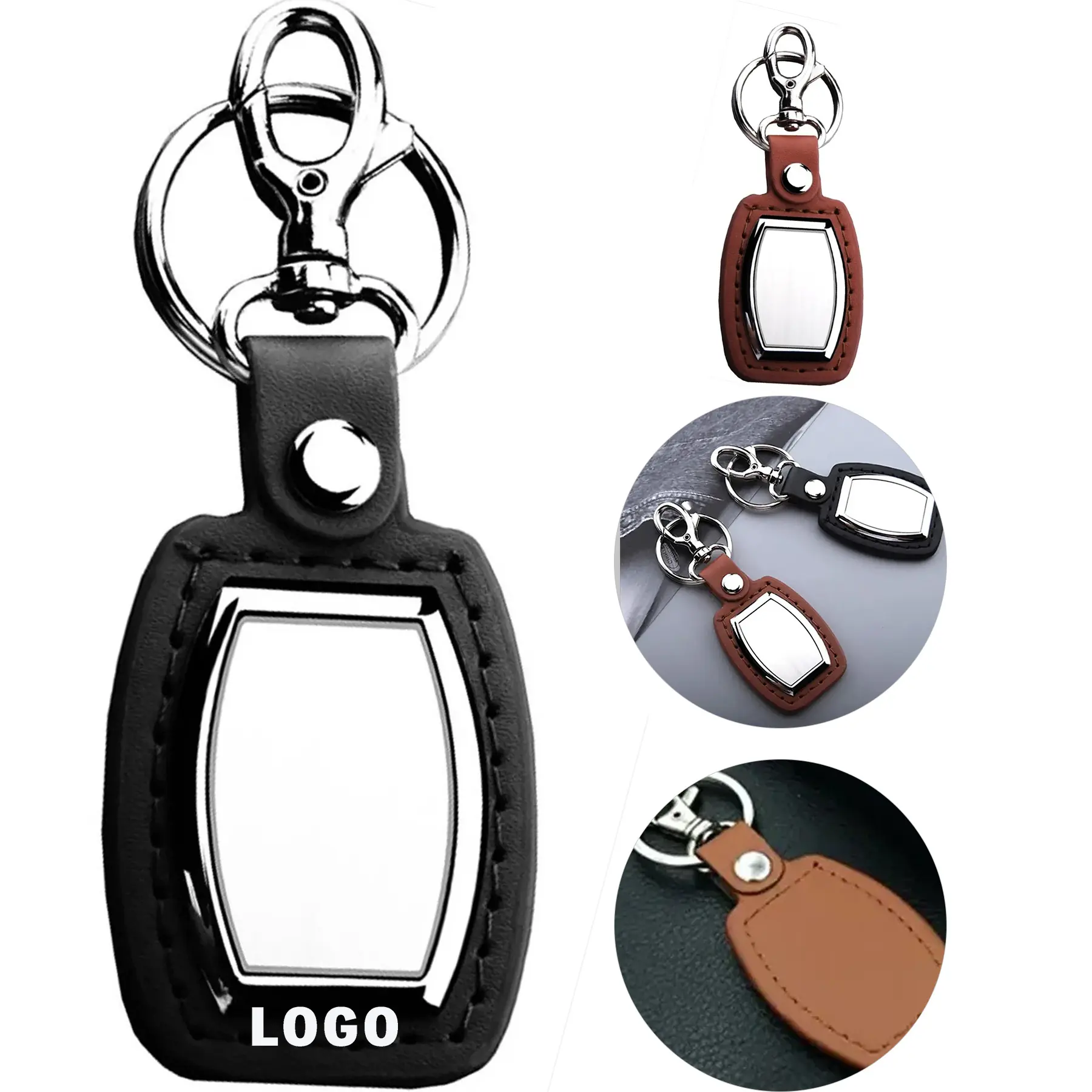 Custom PU Leather Keychain Lanyard Set 2