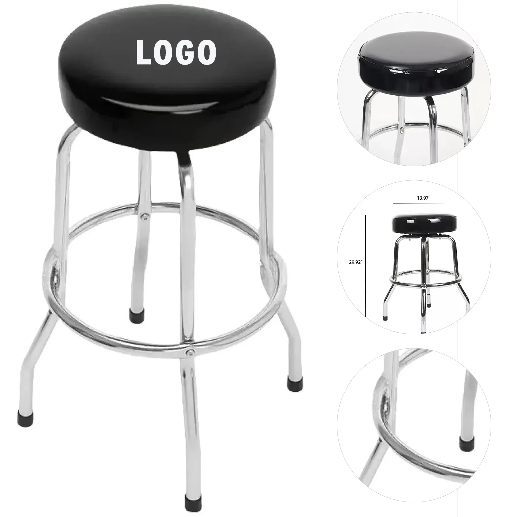 Sleek Chrome Bar Stool Padded Seat 2