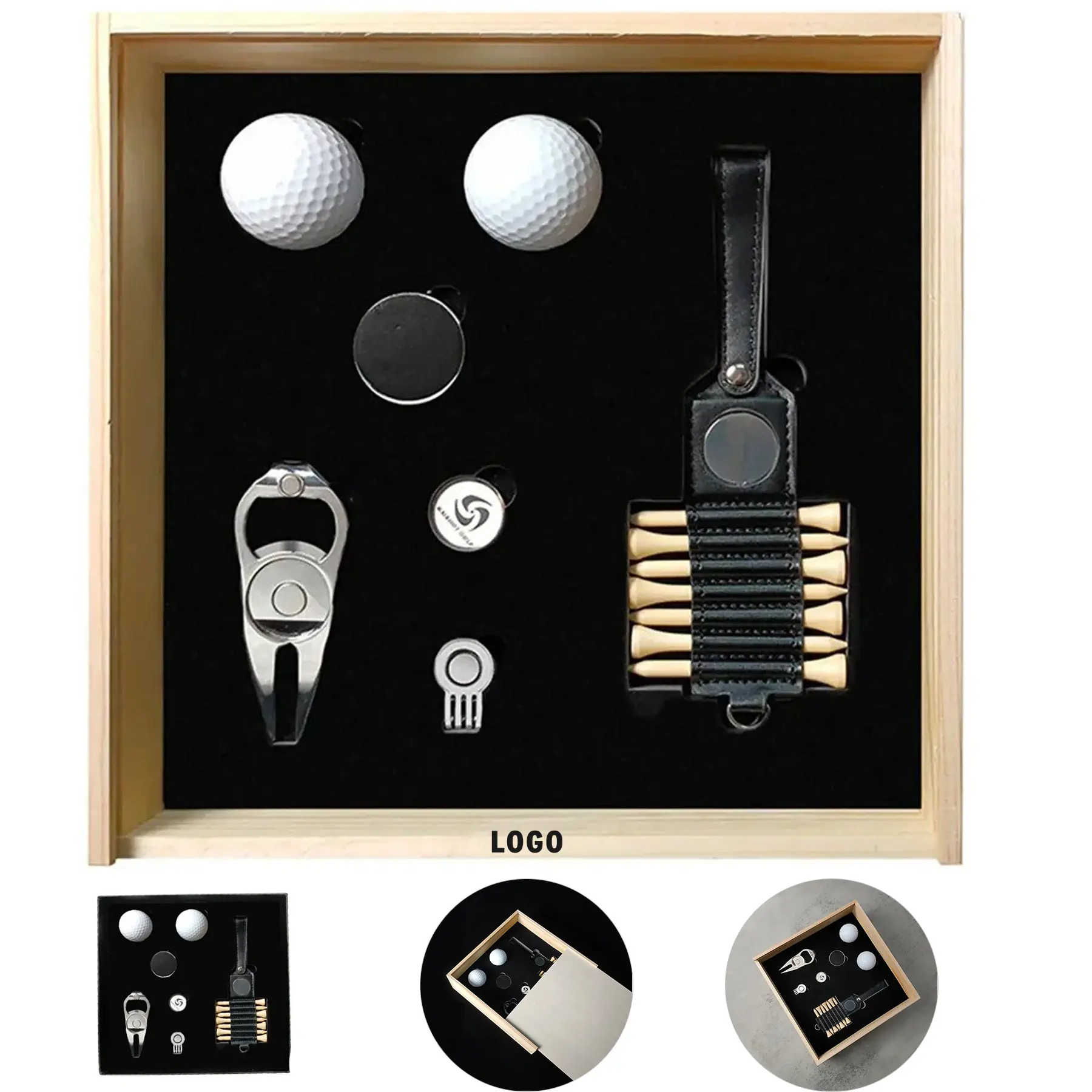 Premium Golf Accessory Kit Wooden Gift Box 2