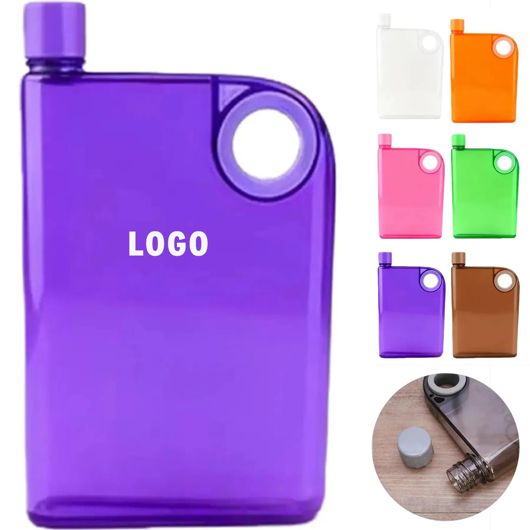 Slim Flat Water Bottle Portable Hydration Featuring Hanging Loop 2