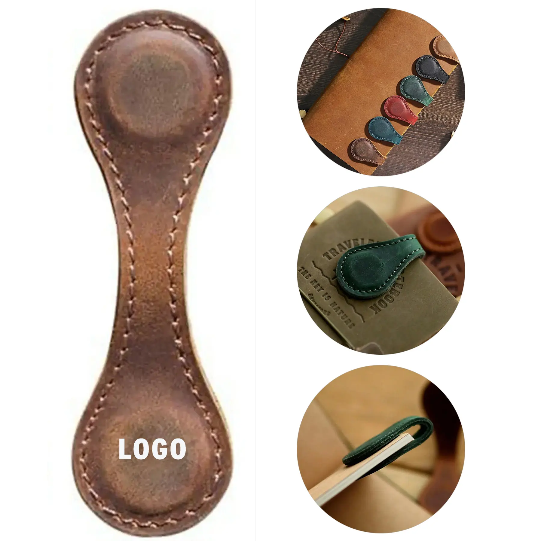Faux Leather Magnetic Bookmark Set Vintage Style Reading Gift 2