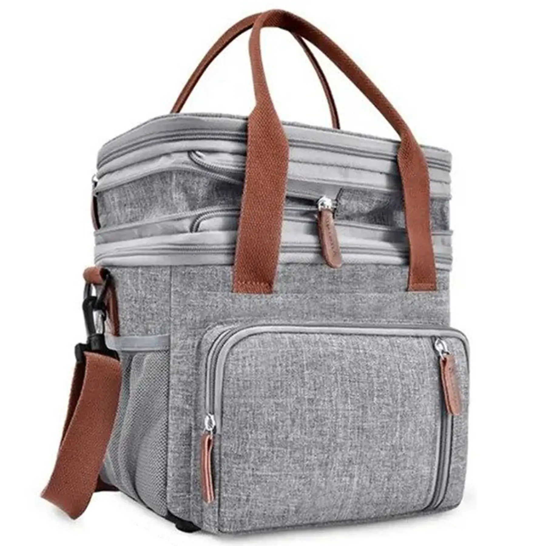 Extra Large Insulated Picnic Cooler Bag, Double Layer Lunch Tote for Outdoors