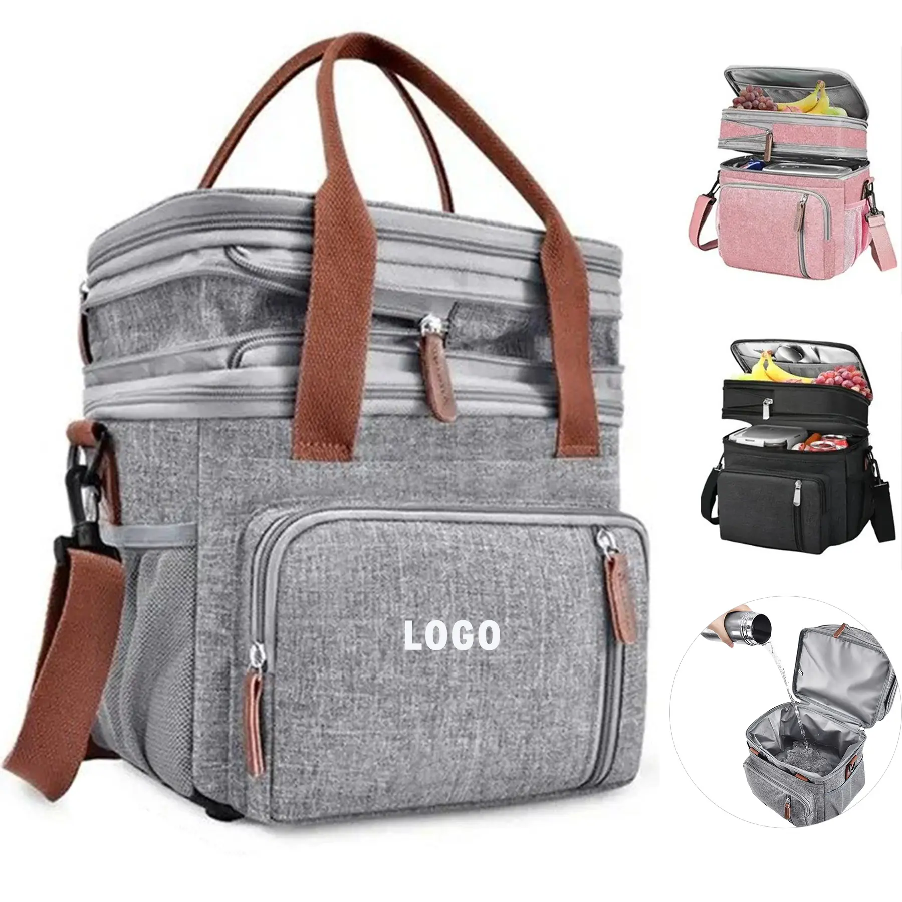 Extra Large Insulated Picnic Cooler Bag, Double Layer Lunch Tote for Outdoors 2