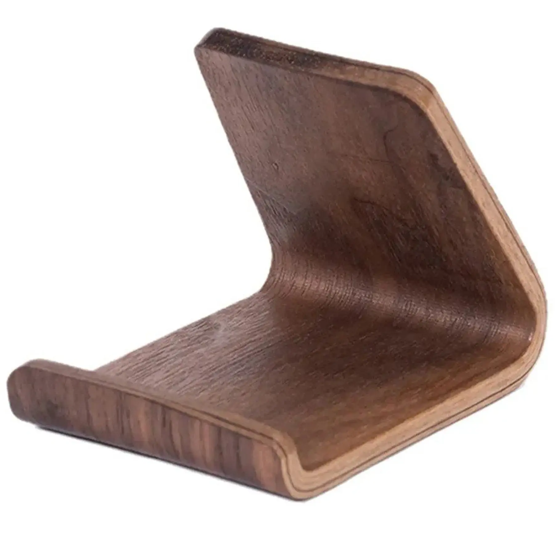 Minimalist Walnut Phone Stand Desktop Cradle for Hands Free Viewing