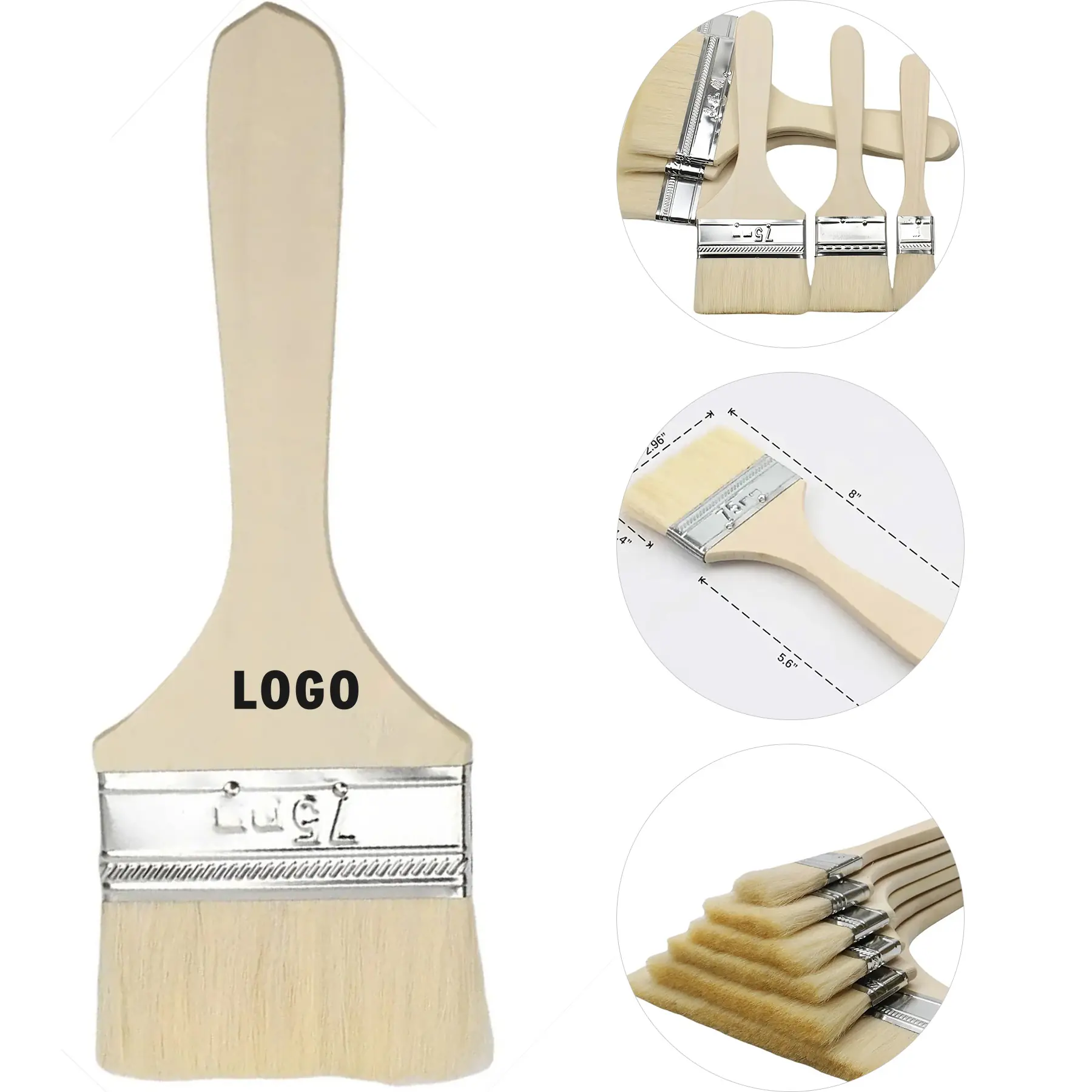 Custom Logo Wooden Paint Brush Soft Bristles 2
