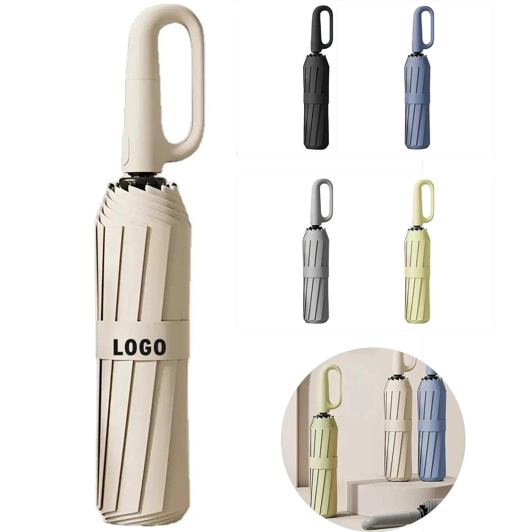 Portable Windproof Storm Resistant Folding Umbrella Hook Handle 2