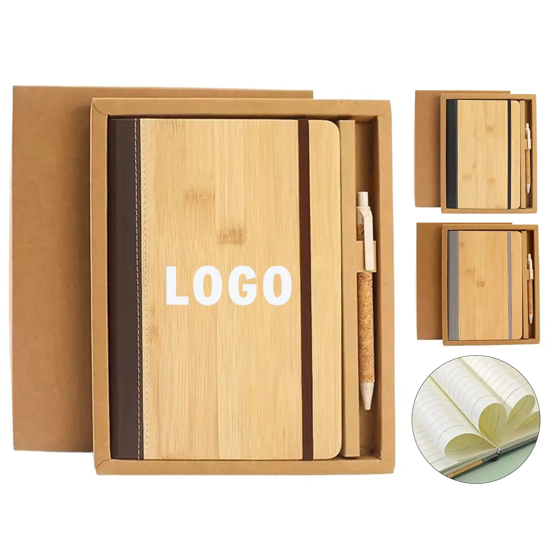 Eco Friendly Bamboo Notebook Pen Bundle Business Gift Set 2