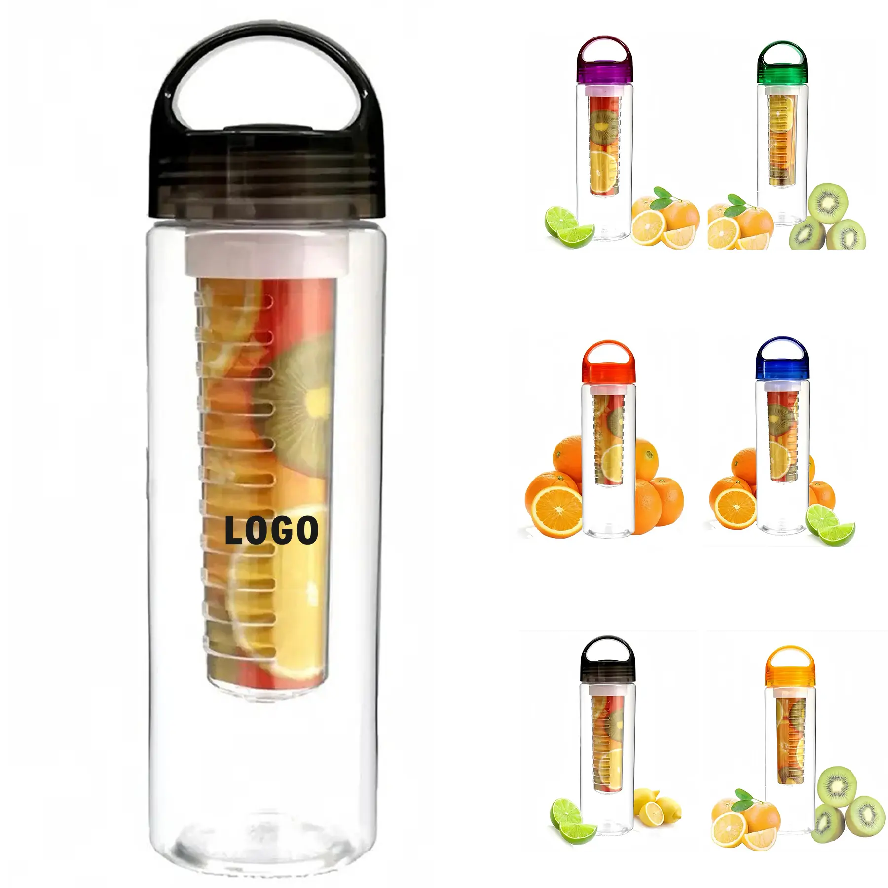 Reusable Large Plastic Fruit Infuser Water Bottle Carry Handle 2