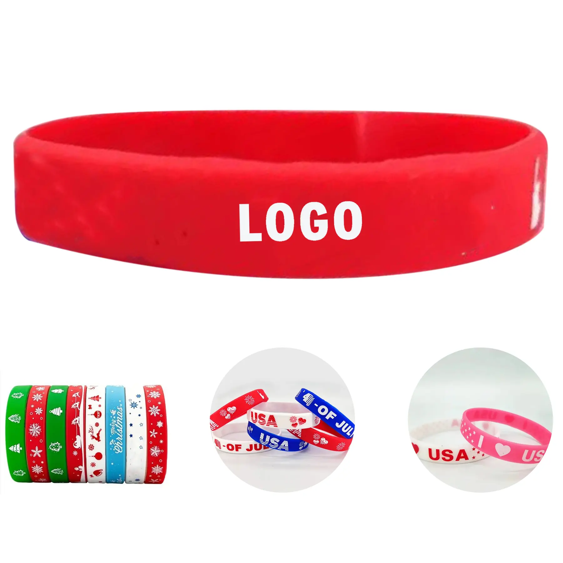 Patriotic Christmas Election Silicone Wristbands, Customizable Logo Party Favors 2