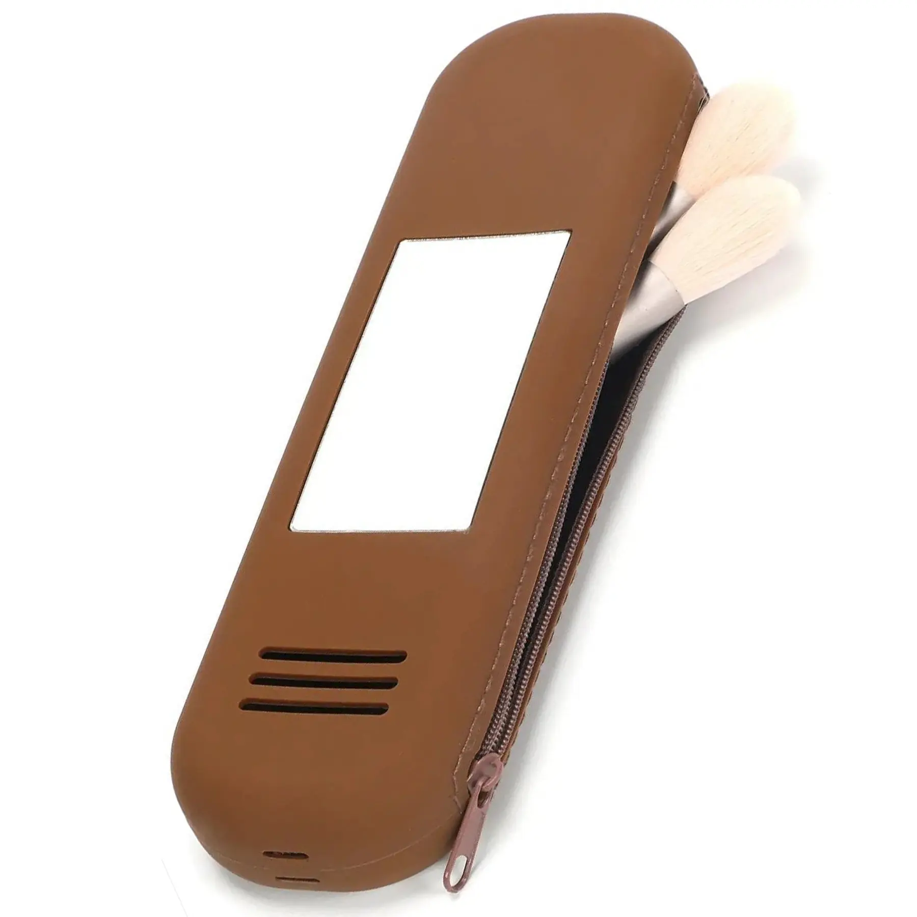 Compact Silicone Makeup Brush Holder Travel Mirror Case