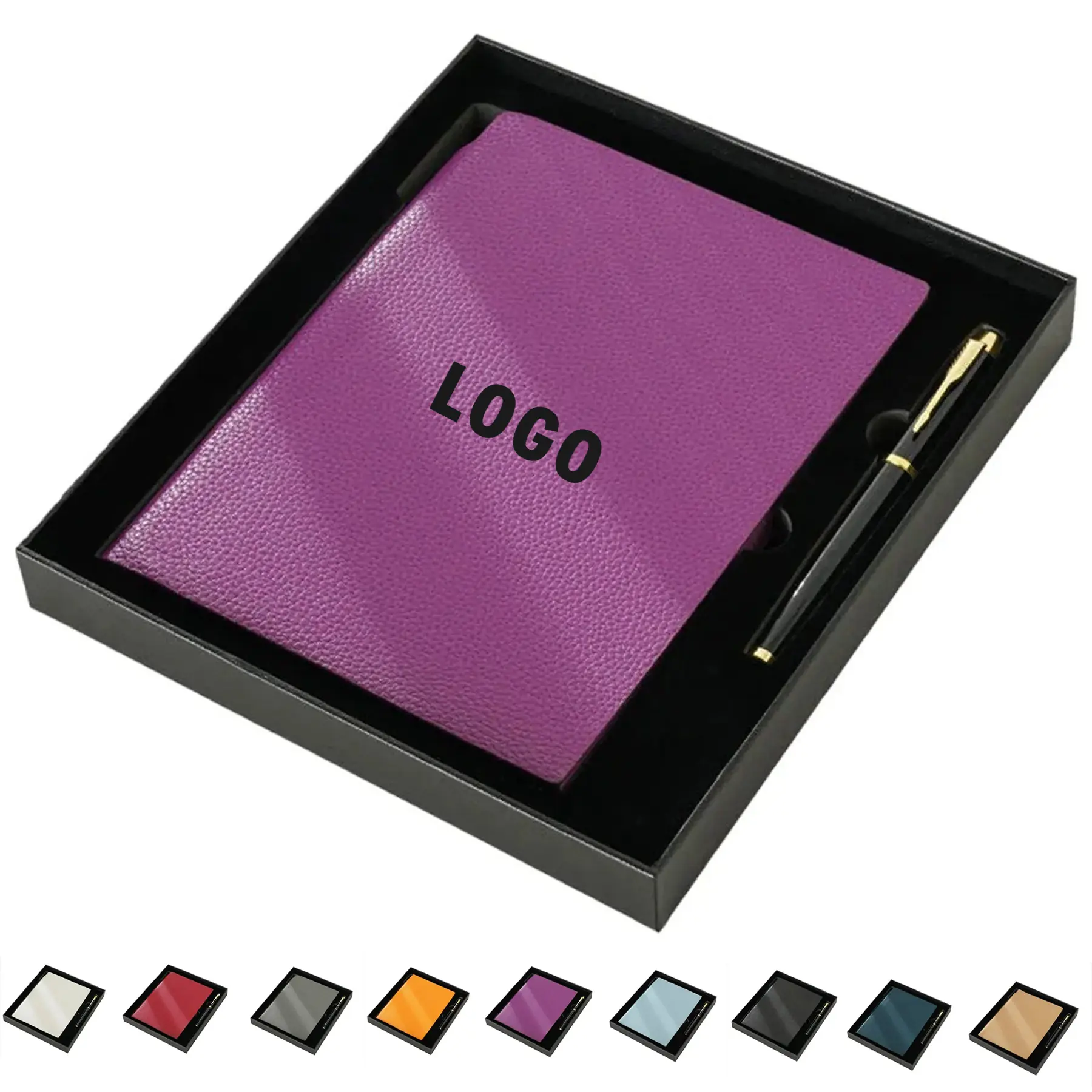 Luxury Faux Leather Notebook Pen Gift Set Elegant Box 2