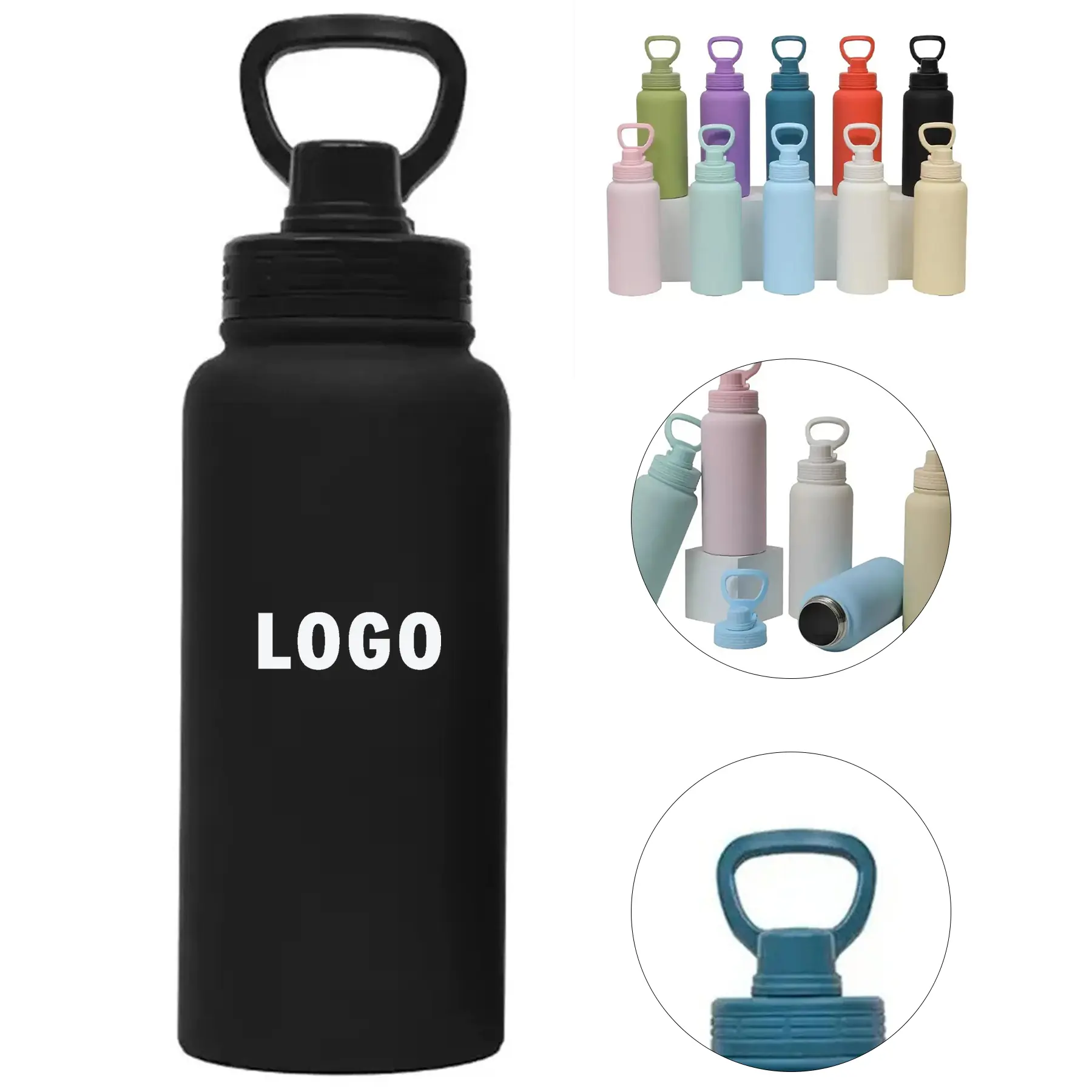 Stainless Steel Double Wall Vacuum Bottle Sport Handle 2