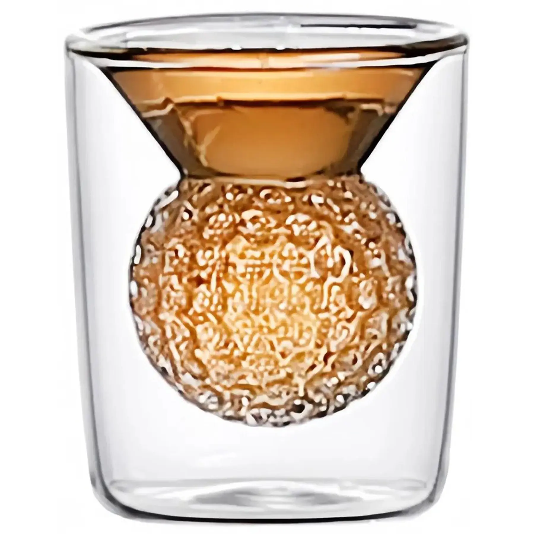 Golf Ball Double Wall Whiskey Glass 1.7oz Transparent Cup