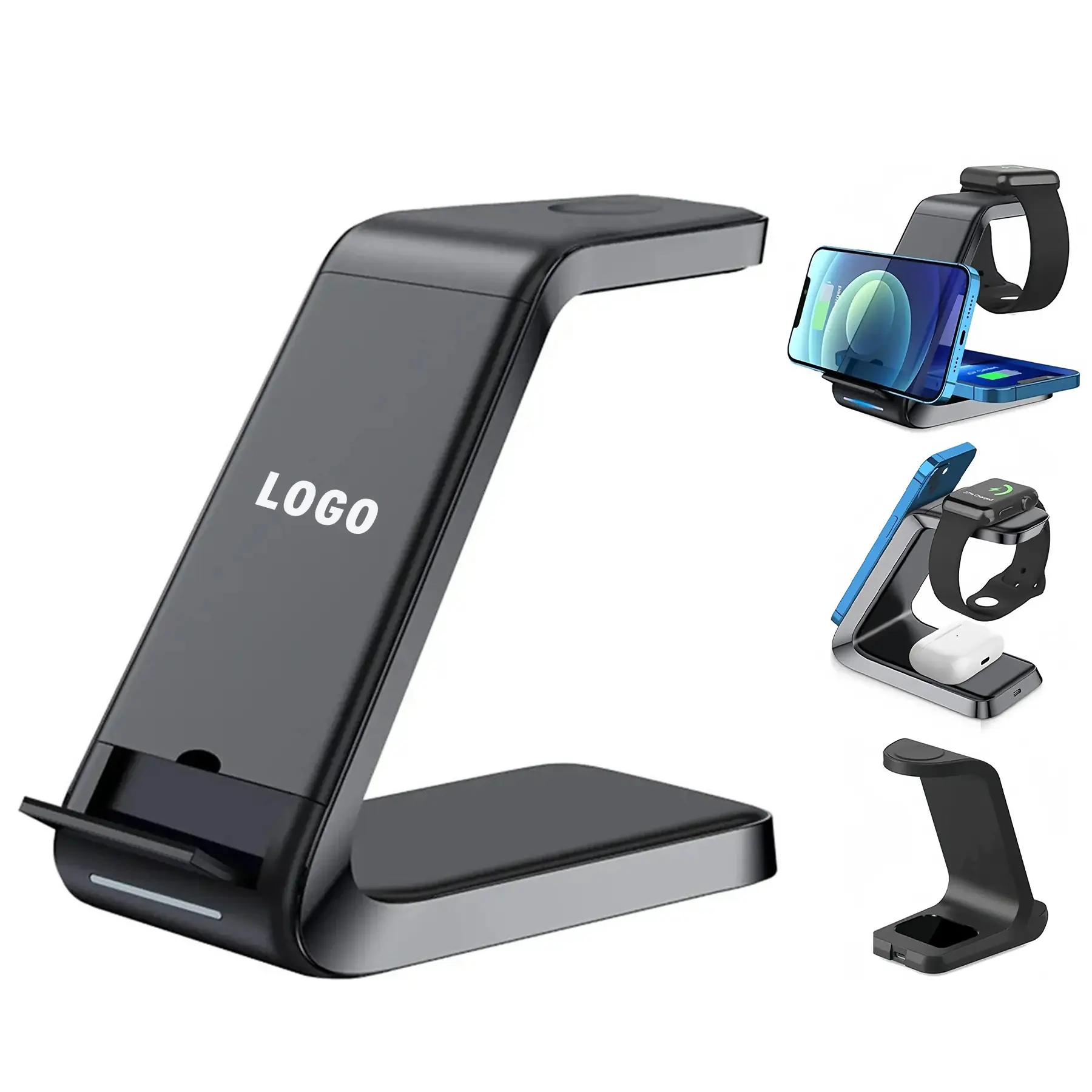 Qi Three Device Charging Station Desk Holder 2