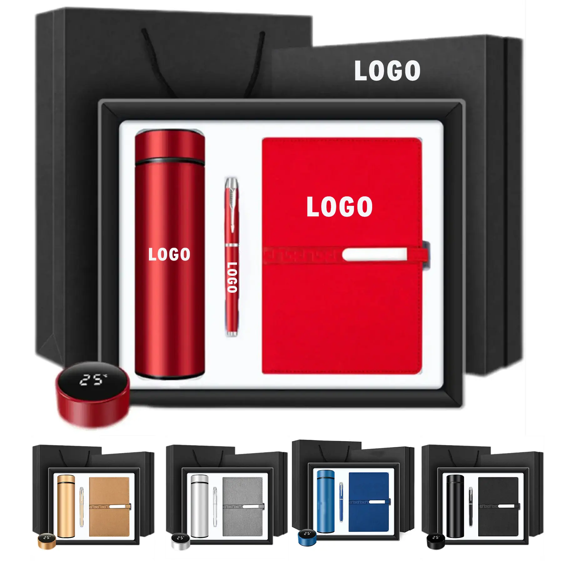 Smart Temperature Display Thermos Notebook Pen Gift Set 2