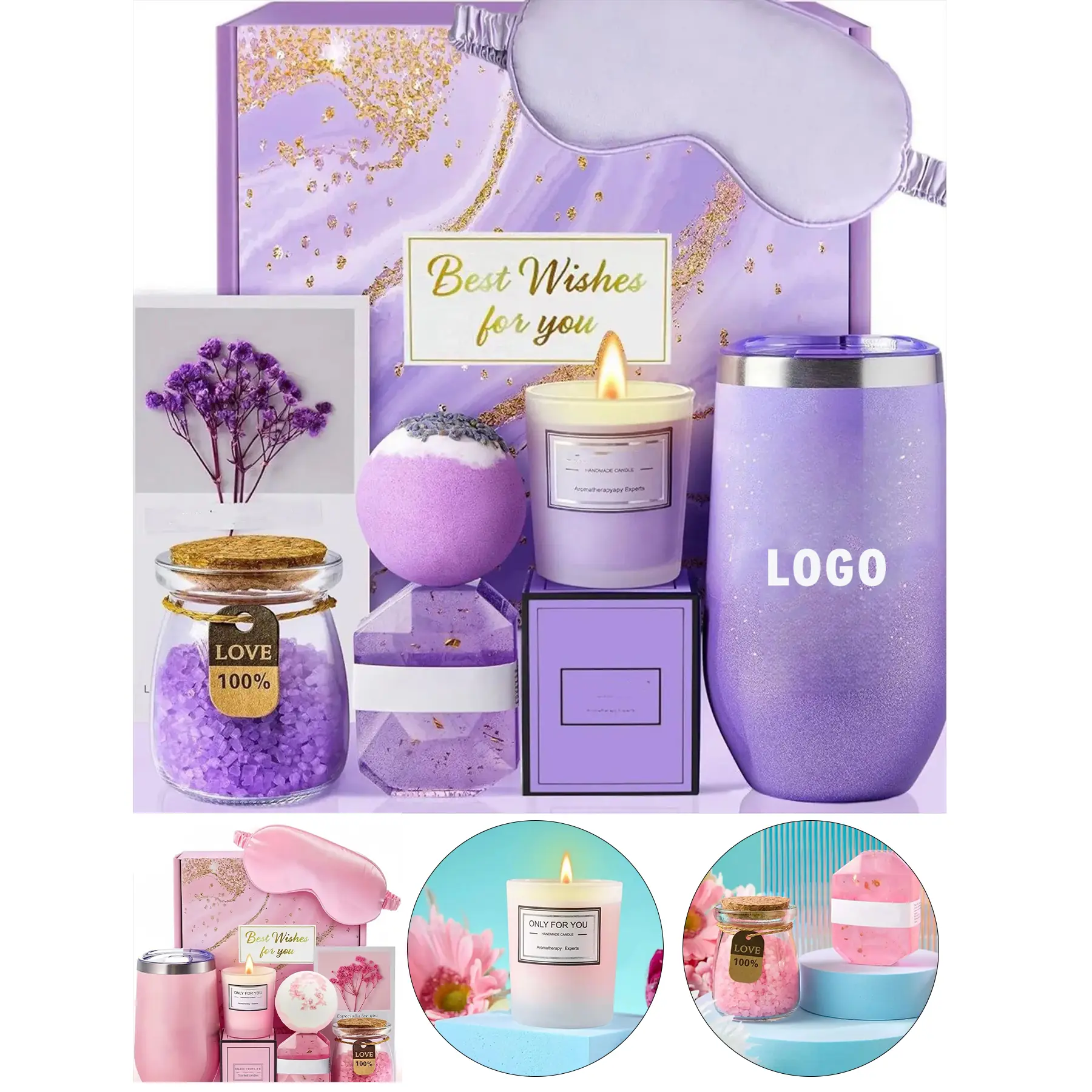 16oz Cup Pink Spa Gift Set Women Birthday Valentine Gift 2