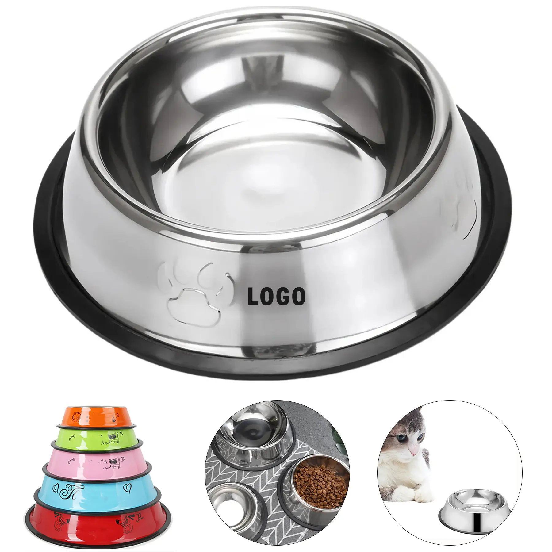 Non Skid Stainless Steel Pet Bowl Silicone Mat 2