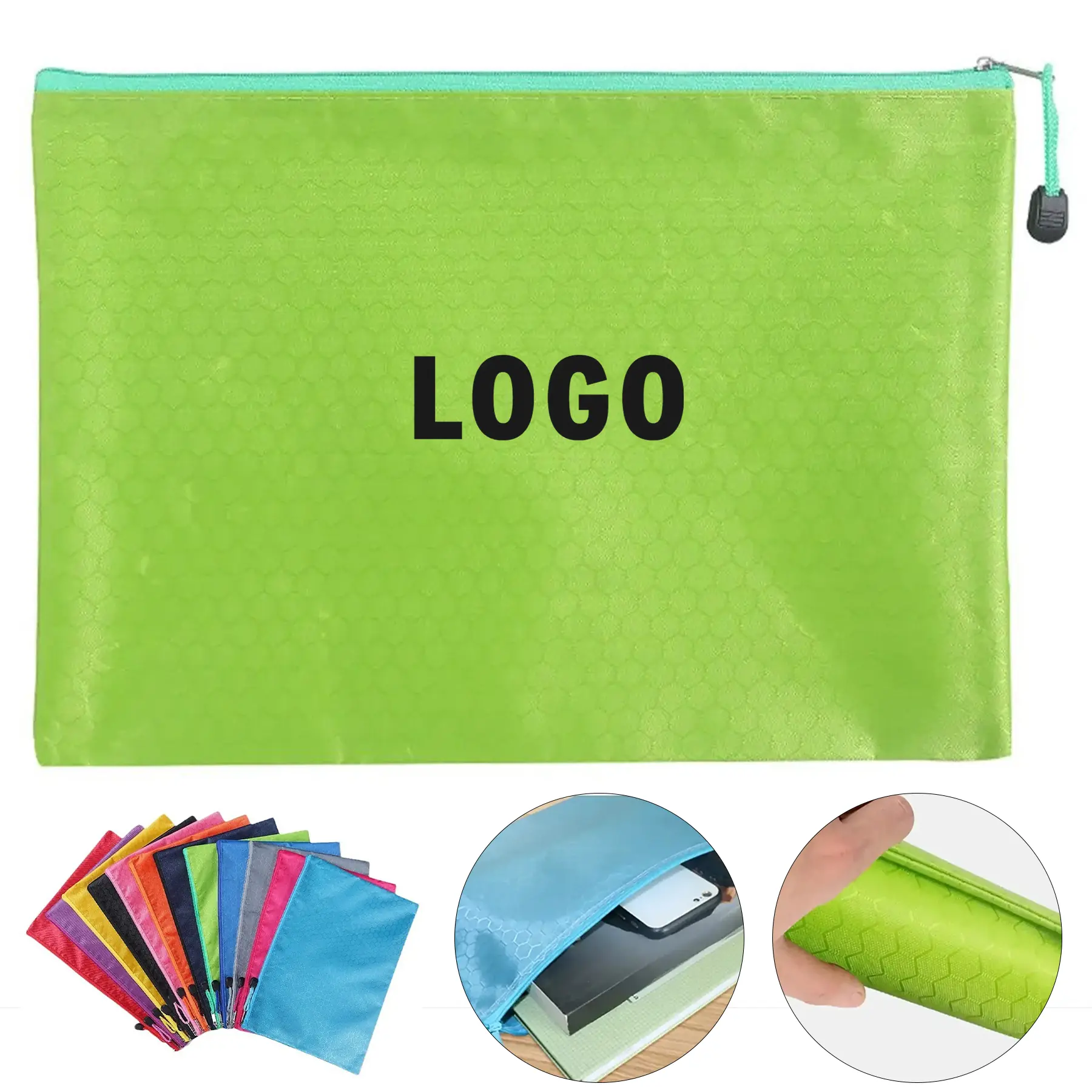 Durable Canvas Waterproof Zipper Pouch Document Holder 2