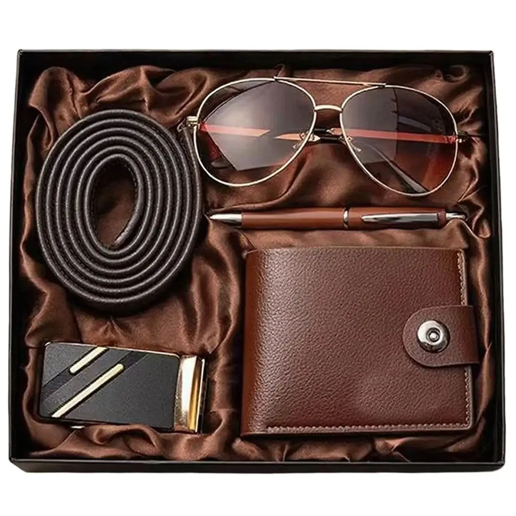 Men's Professional Gift Bundle: Sunglasses, Belt, Wallet, Pen