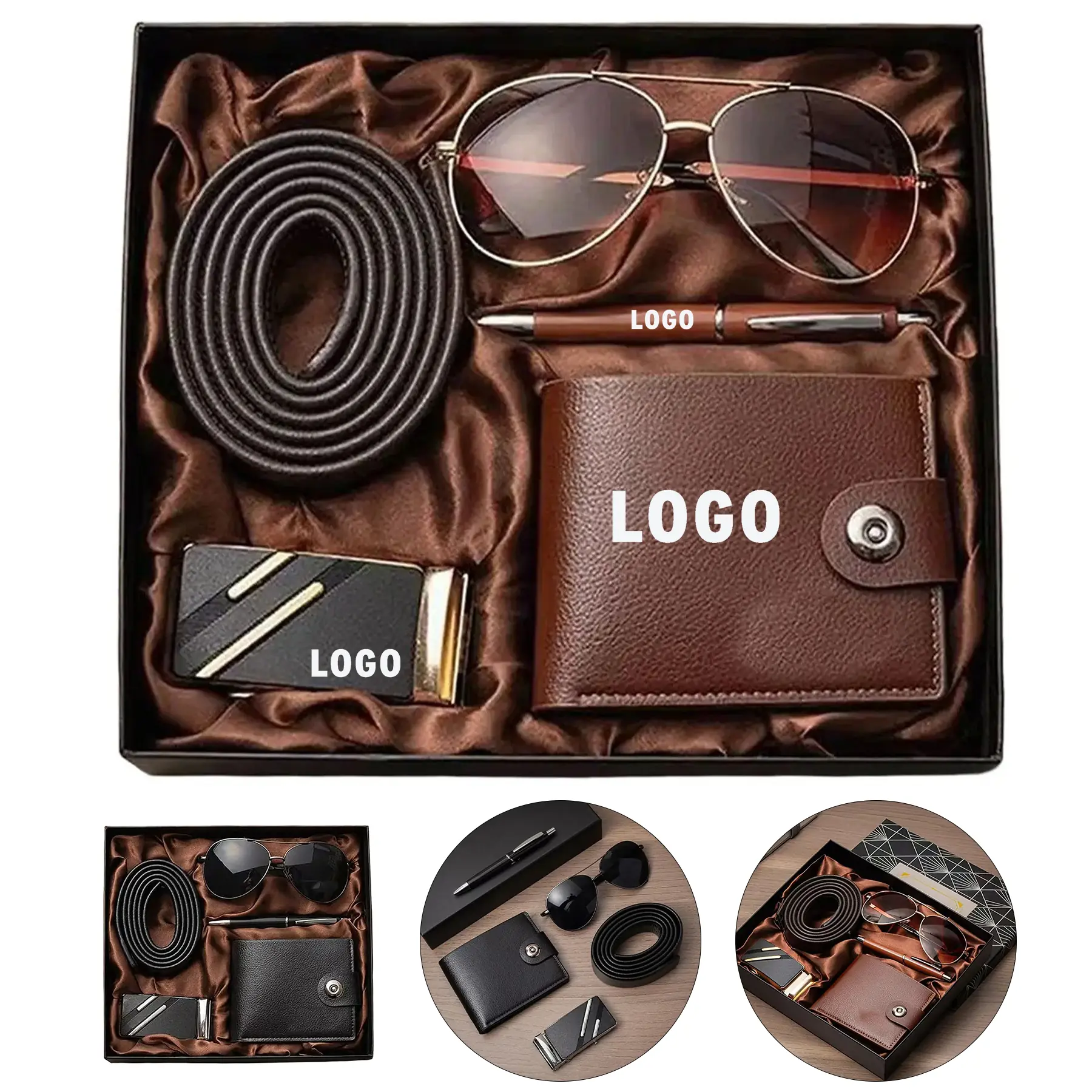 Men's Professional Gift Bundle: Sunglasses, Belt, Wallet, Pen 2