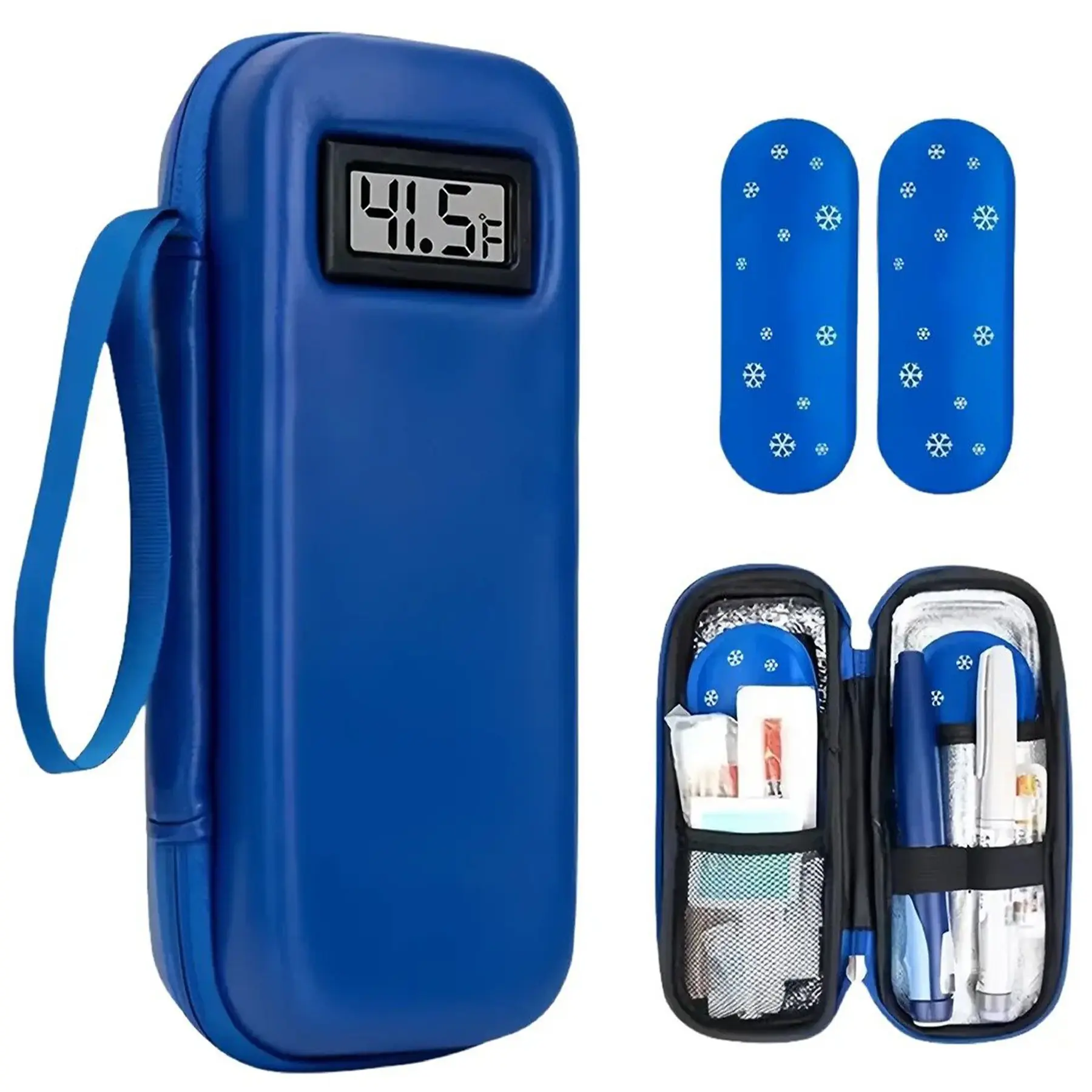 Insulin Cooler Case Digital Thermometer Dual Ice Packs Travel