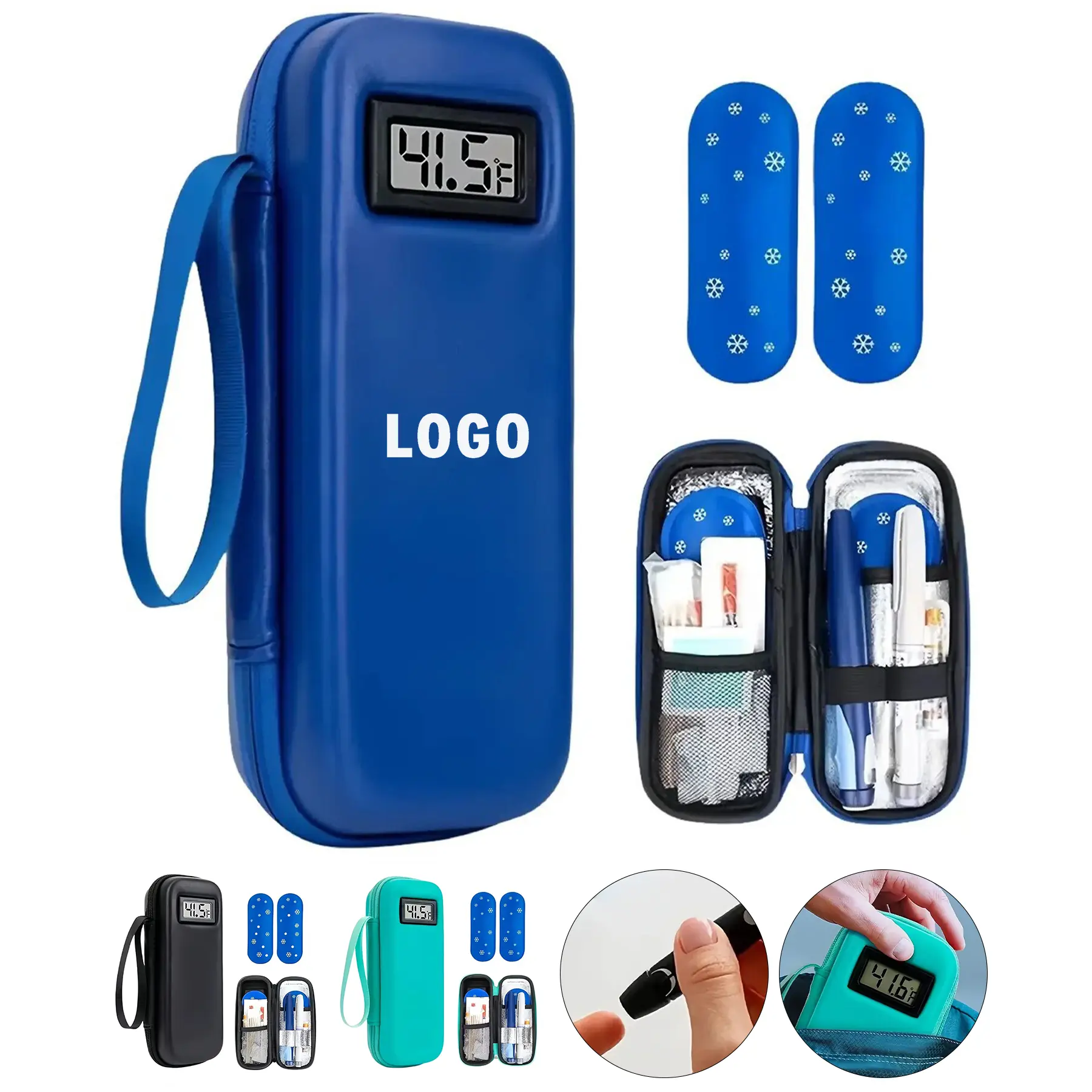 Insulin Cooler Case Digital Thermometer Dual Ice Packs Travel 2