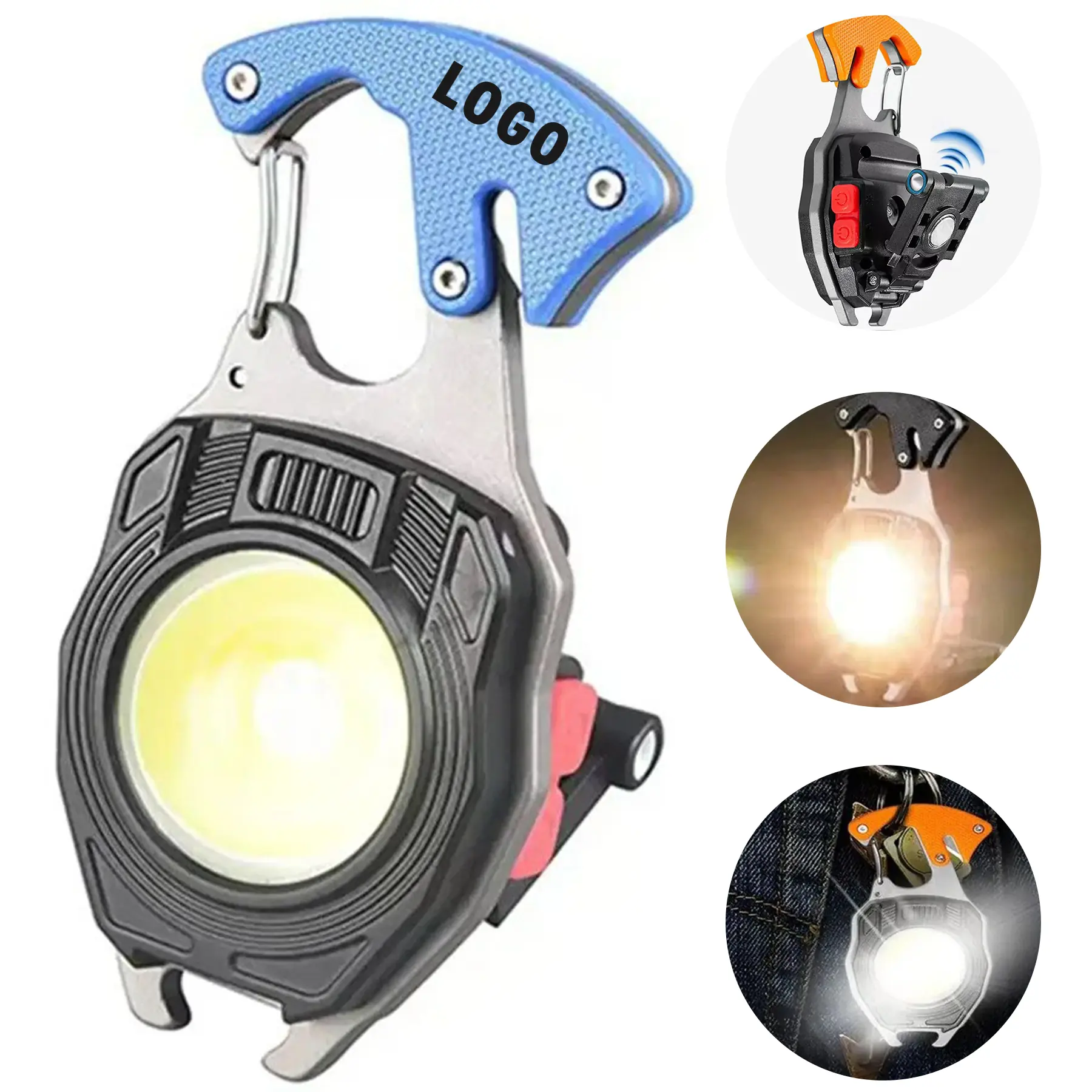 Portable Rechargeable COB LED Keychain Clip Light 2