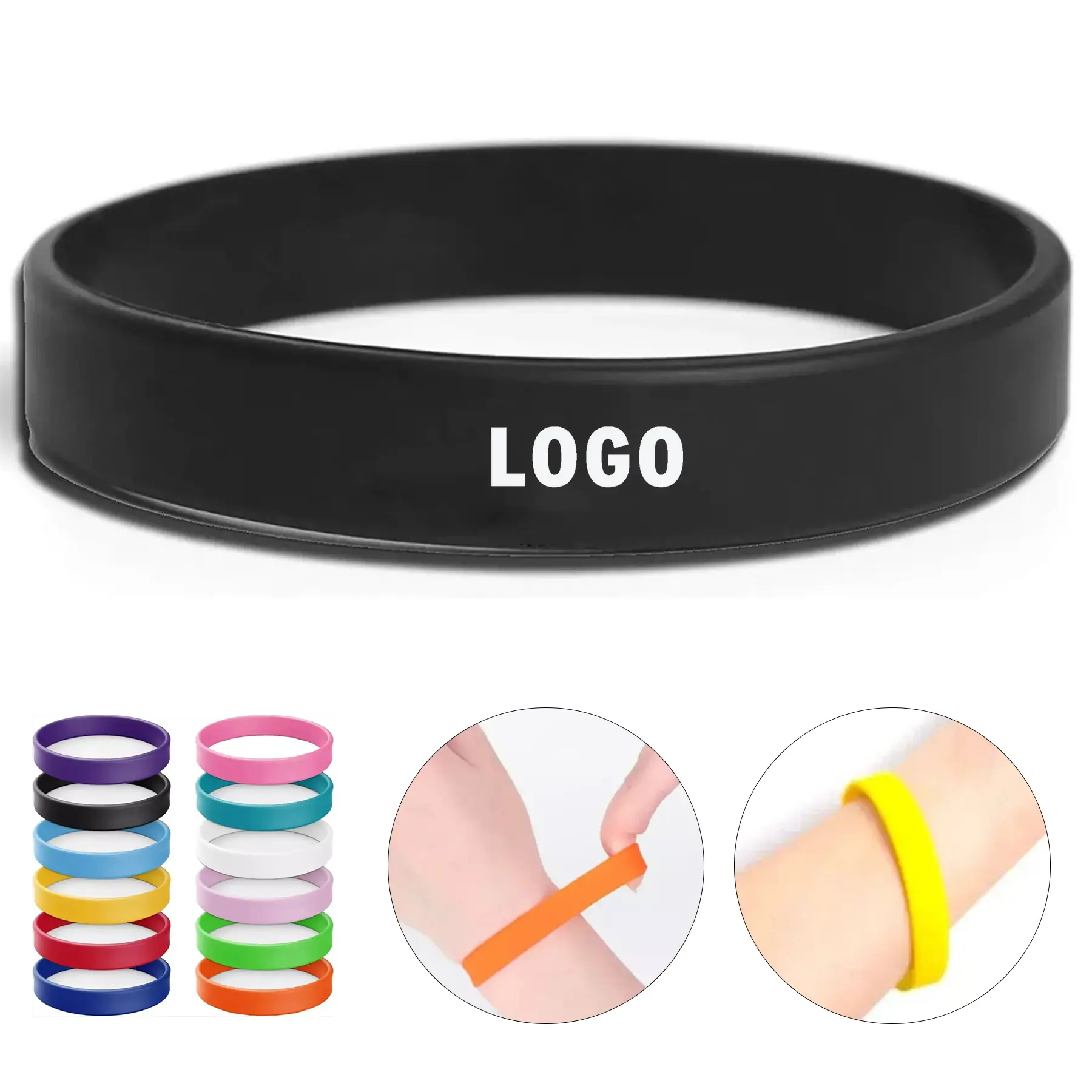 Custom Silicone Wristbands Bulk Blank Bracelets for Sports Events Promotional 2