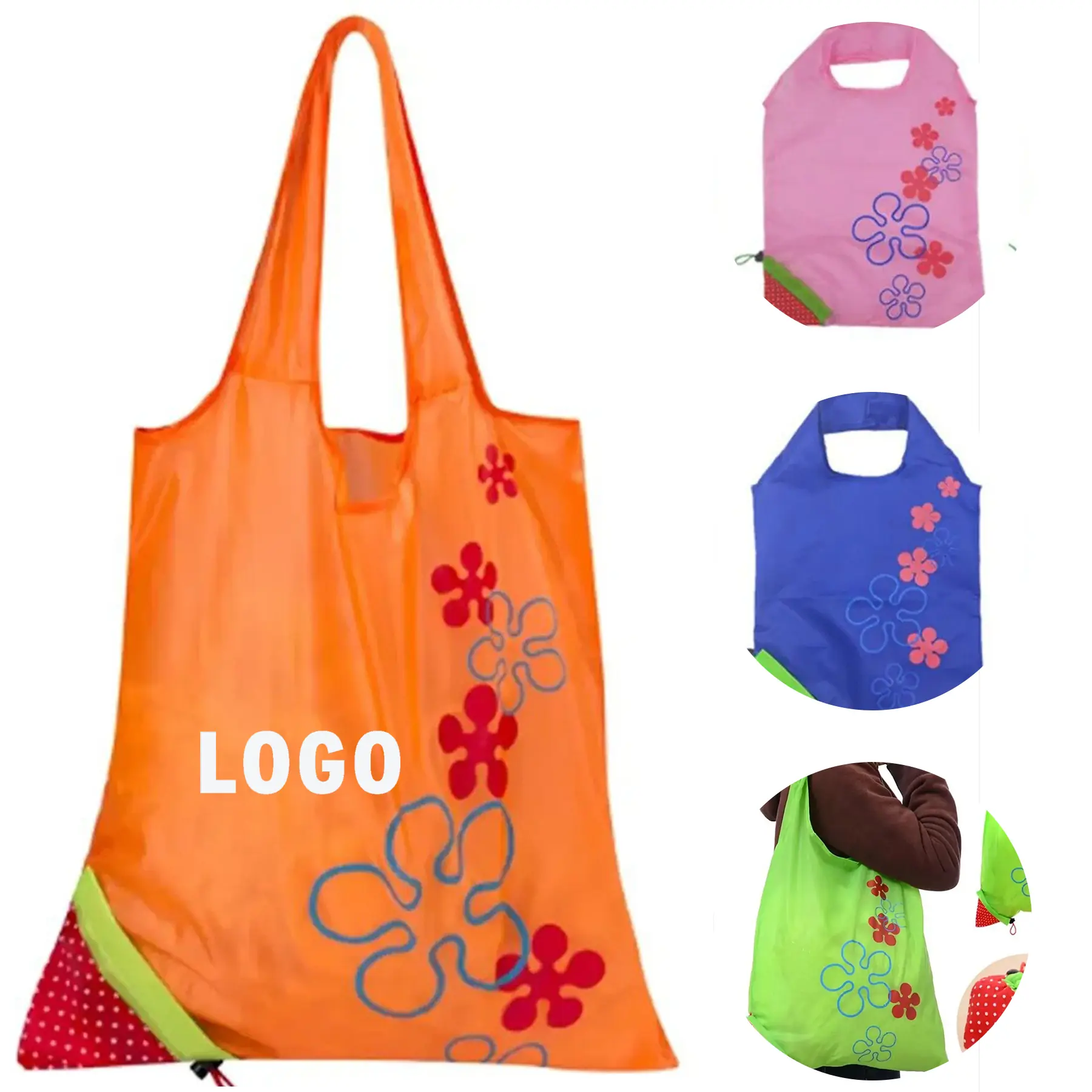 Strawberry Shape Foldable Reusable Grocery Tote 2