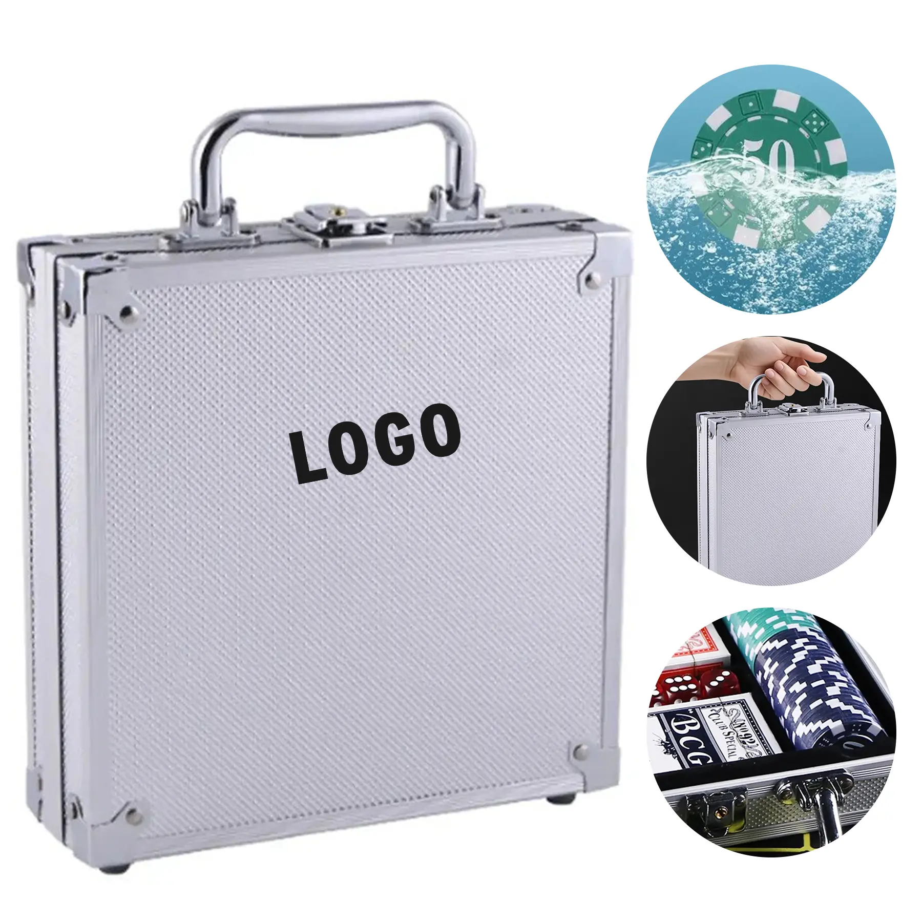 100 Piece Poker Chip Set with Cards Carrying Case for Texas Holdem 2