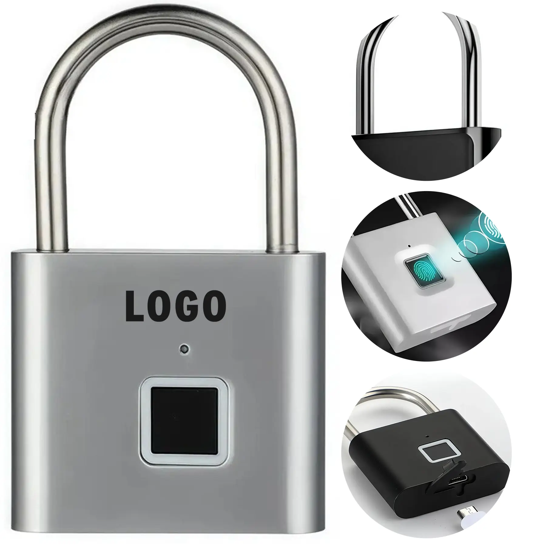 Rechargeable Fingerprint Padlock Smart Biometric Lock USB 2