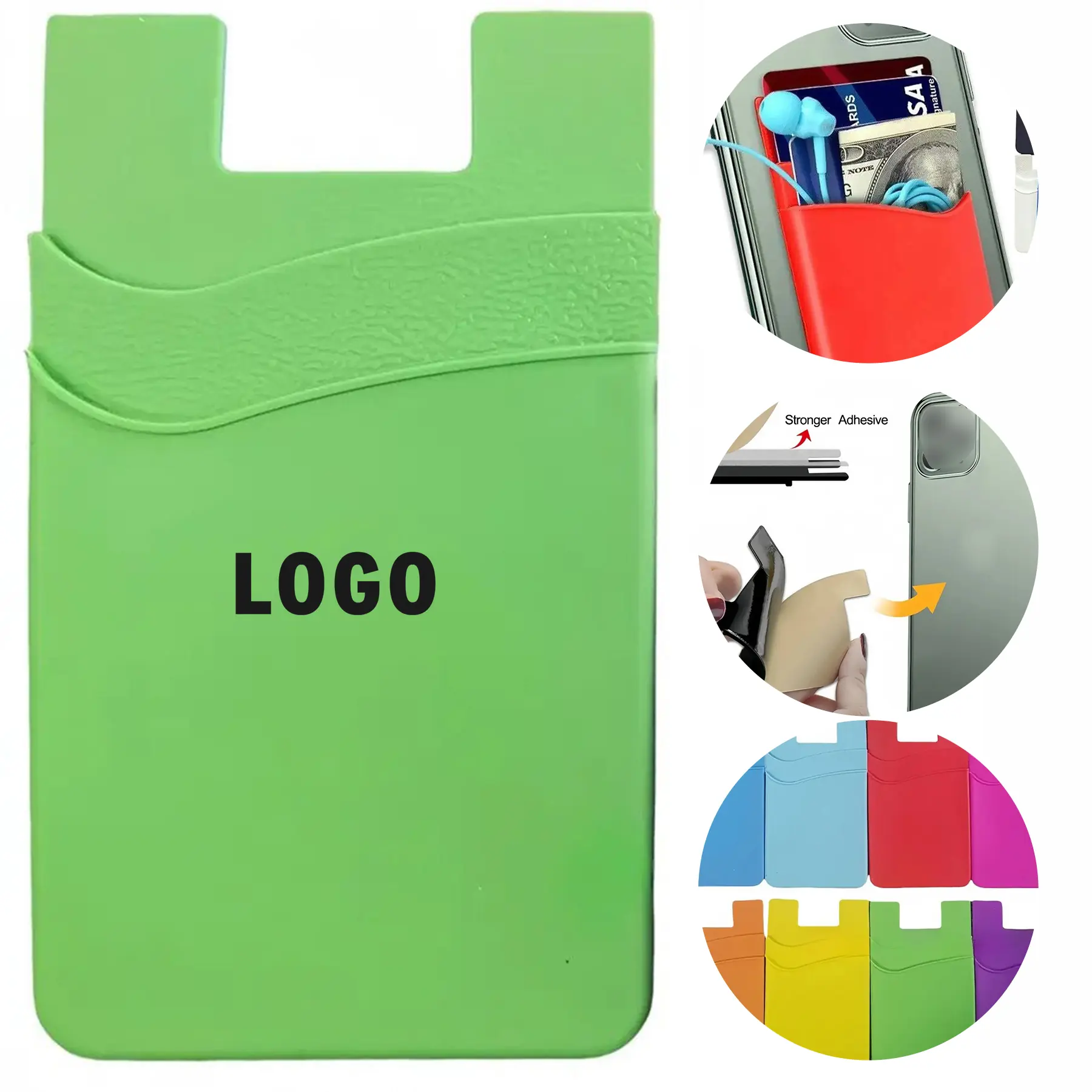 Slim Silicone Wallet Phone Sticker Holder for Cards and Cash 2
