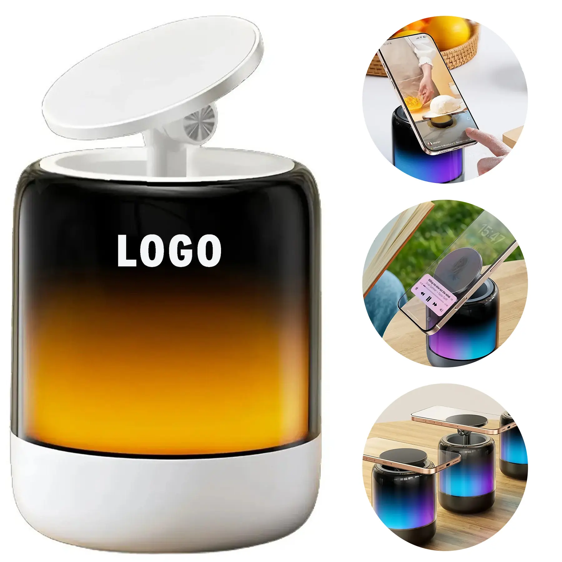 Bluetooth Speaker Magnetic Phone Holder RGB Night Light 2