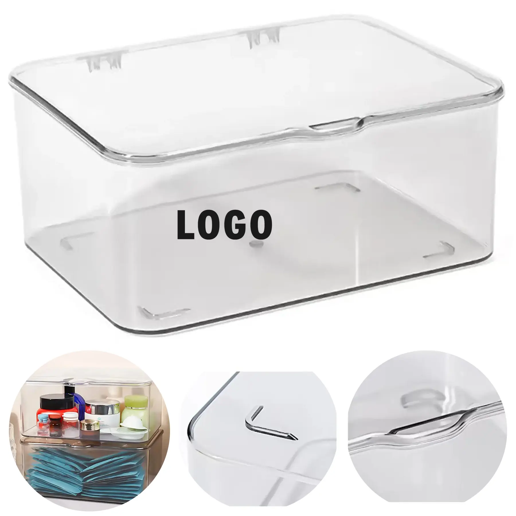 Clear Plastic Beauty Storage Box Lid Skincare Organizer 2