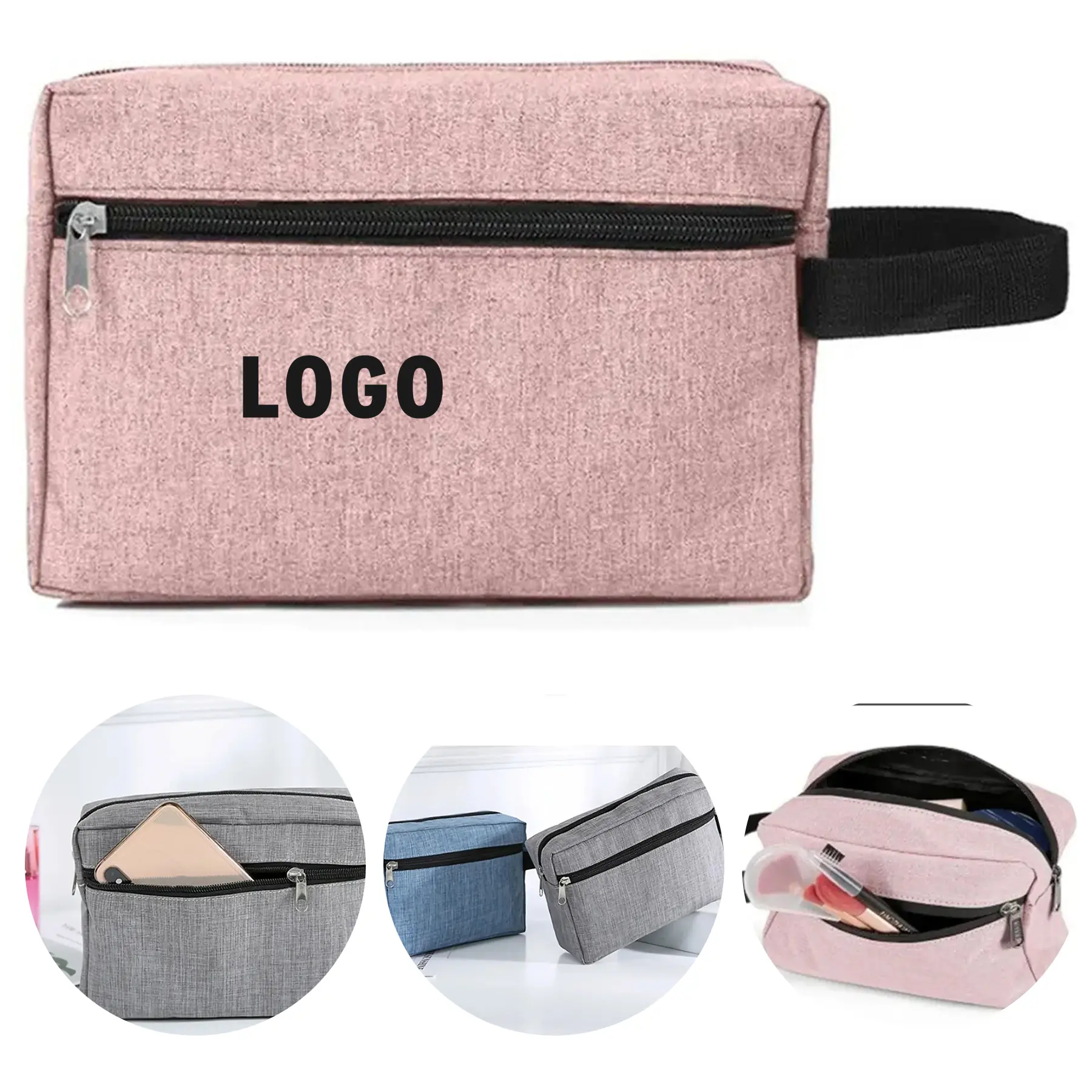 Oxford Water Resistant Travel Toiletry Bag Handle Zipper 2