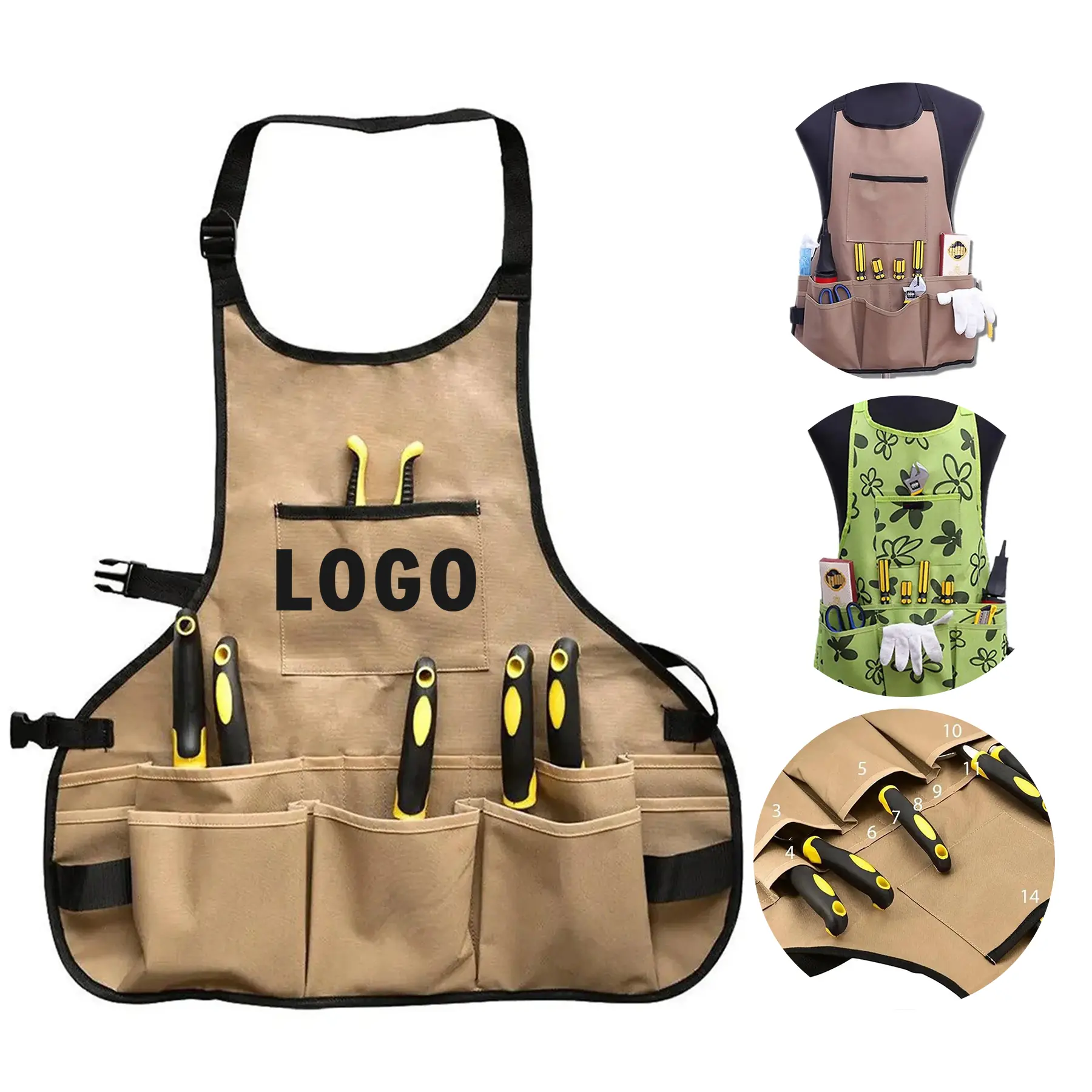 Durable Multi-Pocket Waterproof Work Apron for Gardening, Workshop, and Home Tasks 2