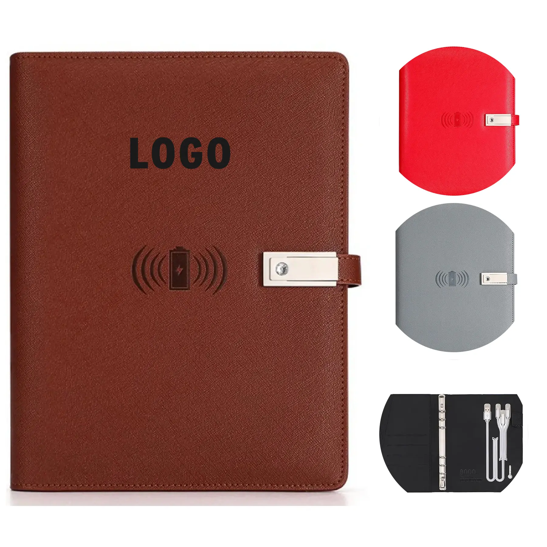 PU Leather Wireless Charging Power Bank Notebook Planner 2