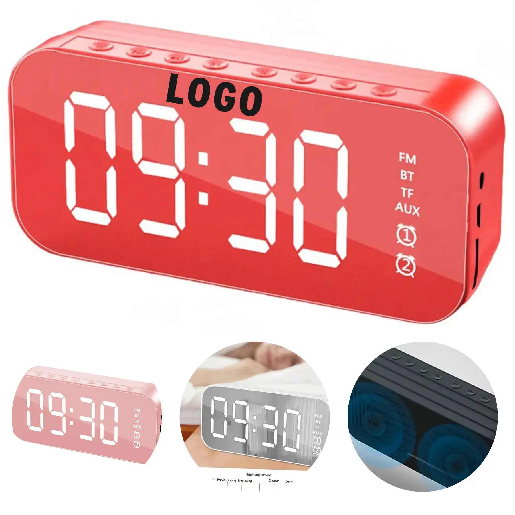 Multifunctional LED Mirror Alarm Clock Bluetooth Speaker 2