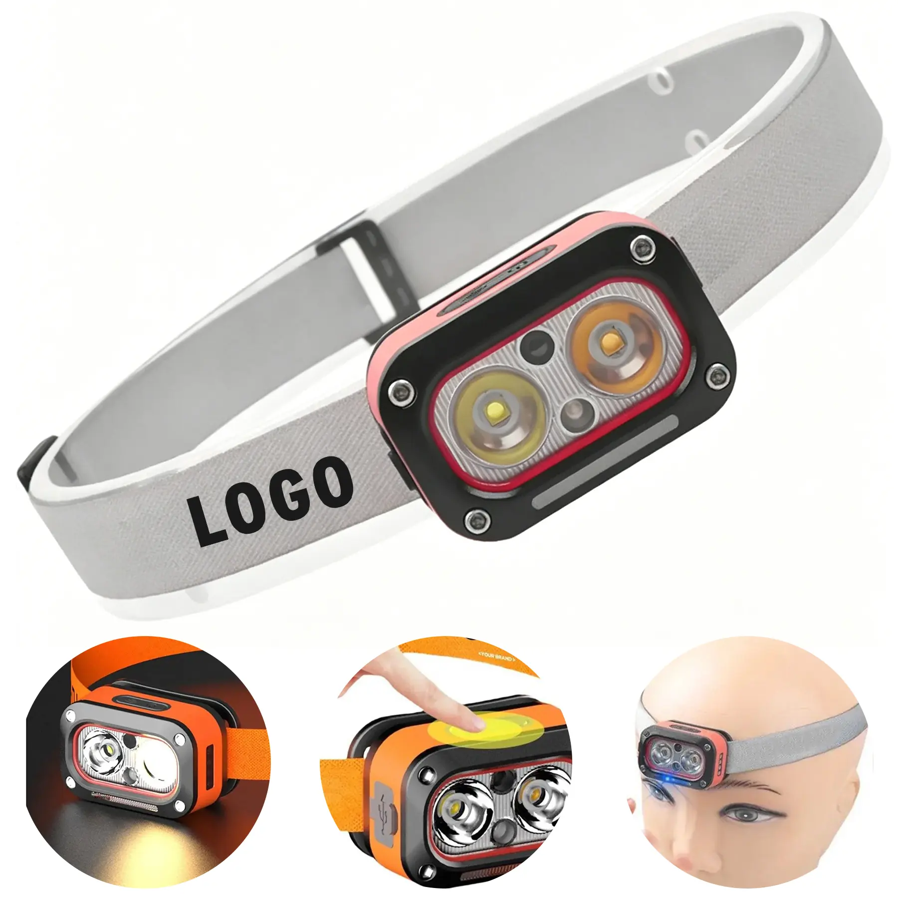 Dual Beam LED Headlamp with Red Light Night Vision for Camping Running DIY 2