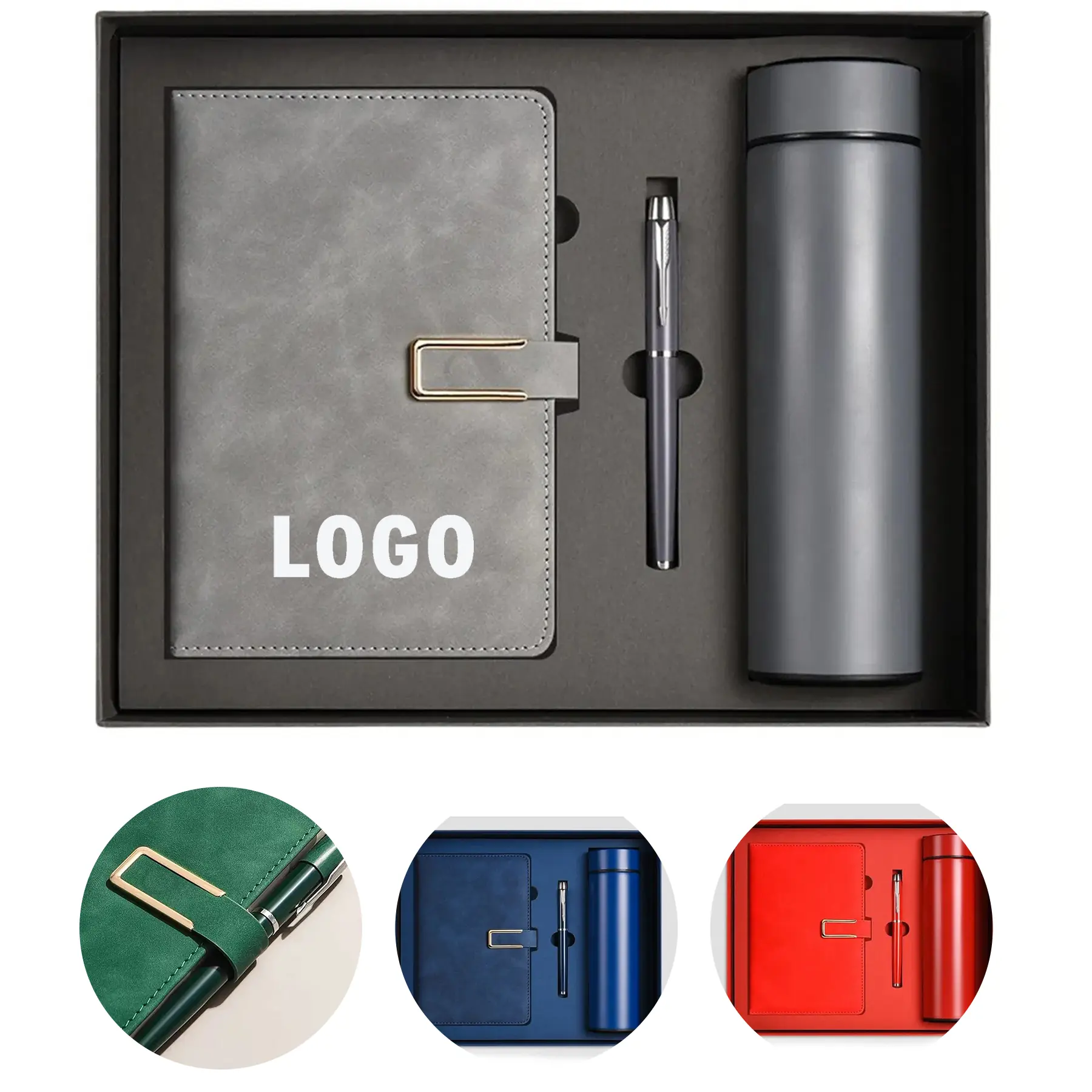 A5 Leather Notebook Thermos Bottle Pen Gift Bundle 2