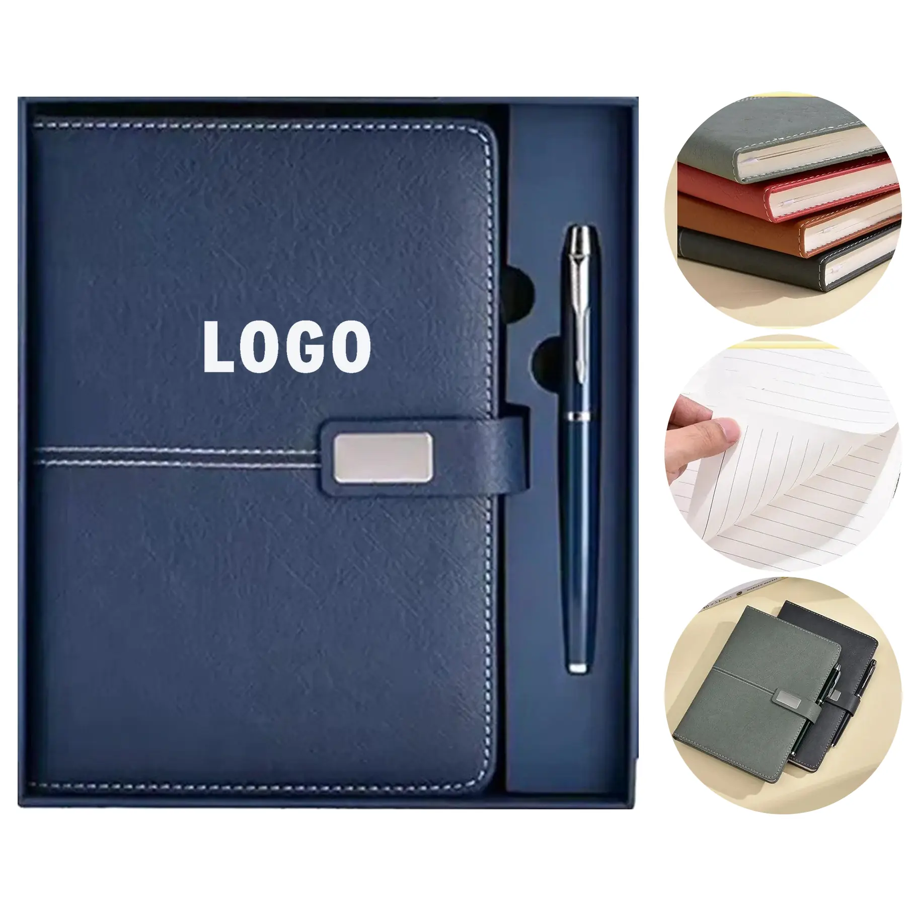 Premium Leather Journal Pen Set Custom Logo Gift Box 2