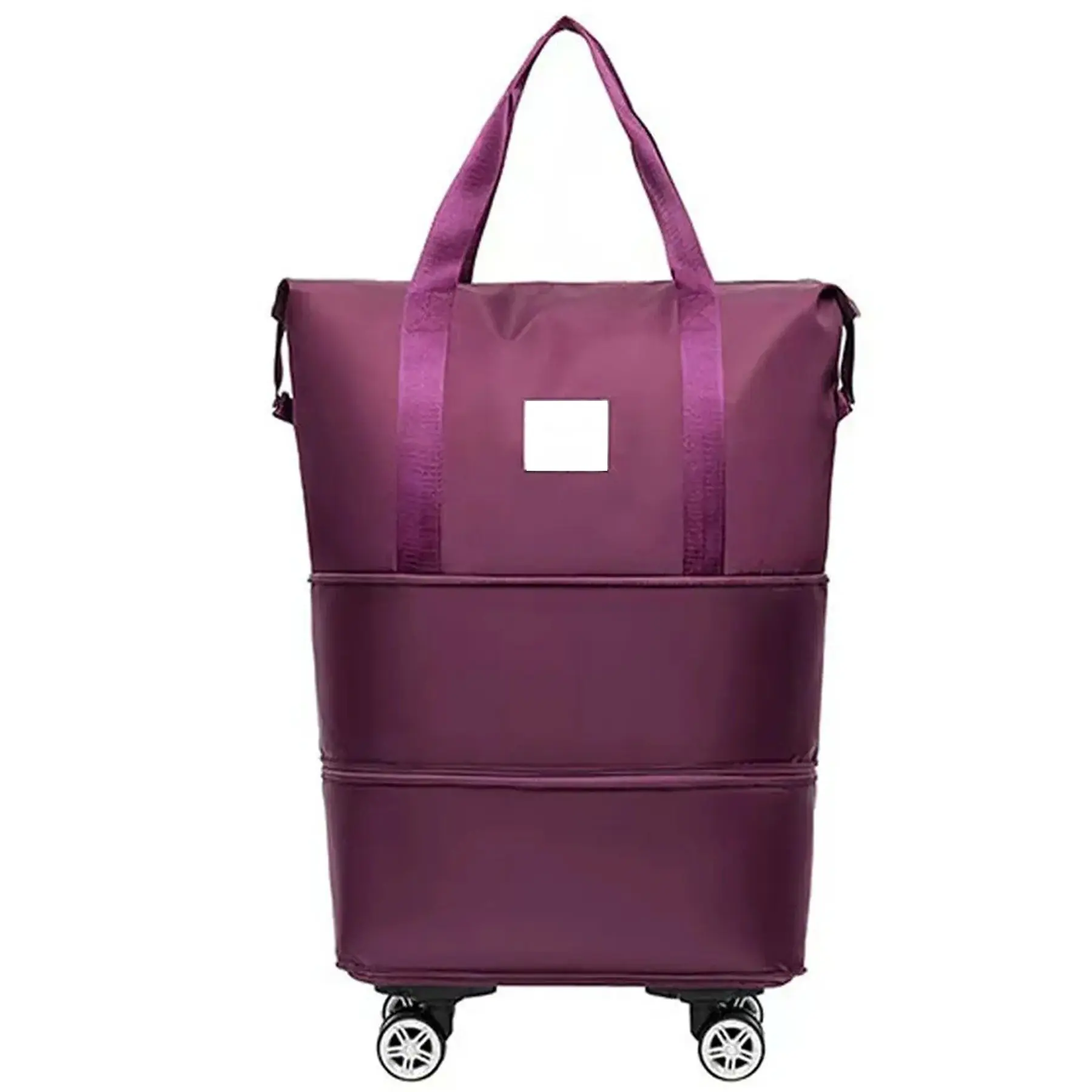 Expandable Foldable Travel Bag Featuring Detachable Wheels Handle Attachment