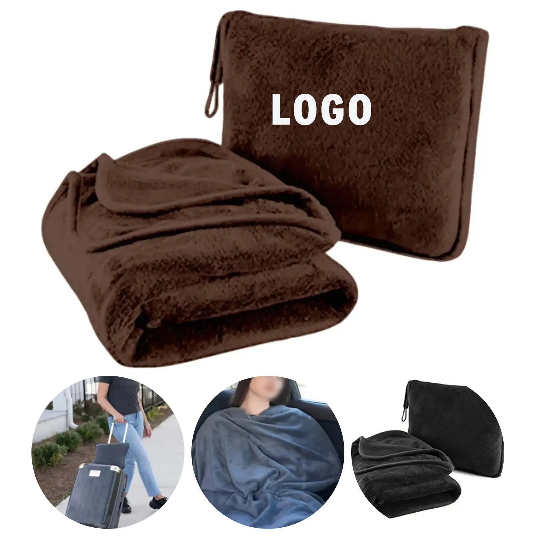 Travel Companion Blanket Pillow 2-in-1 Portable Throw for Airplane Car 2
