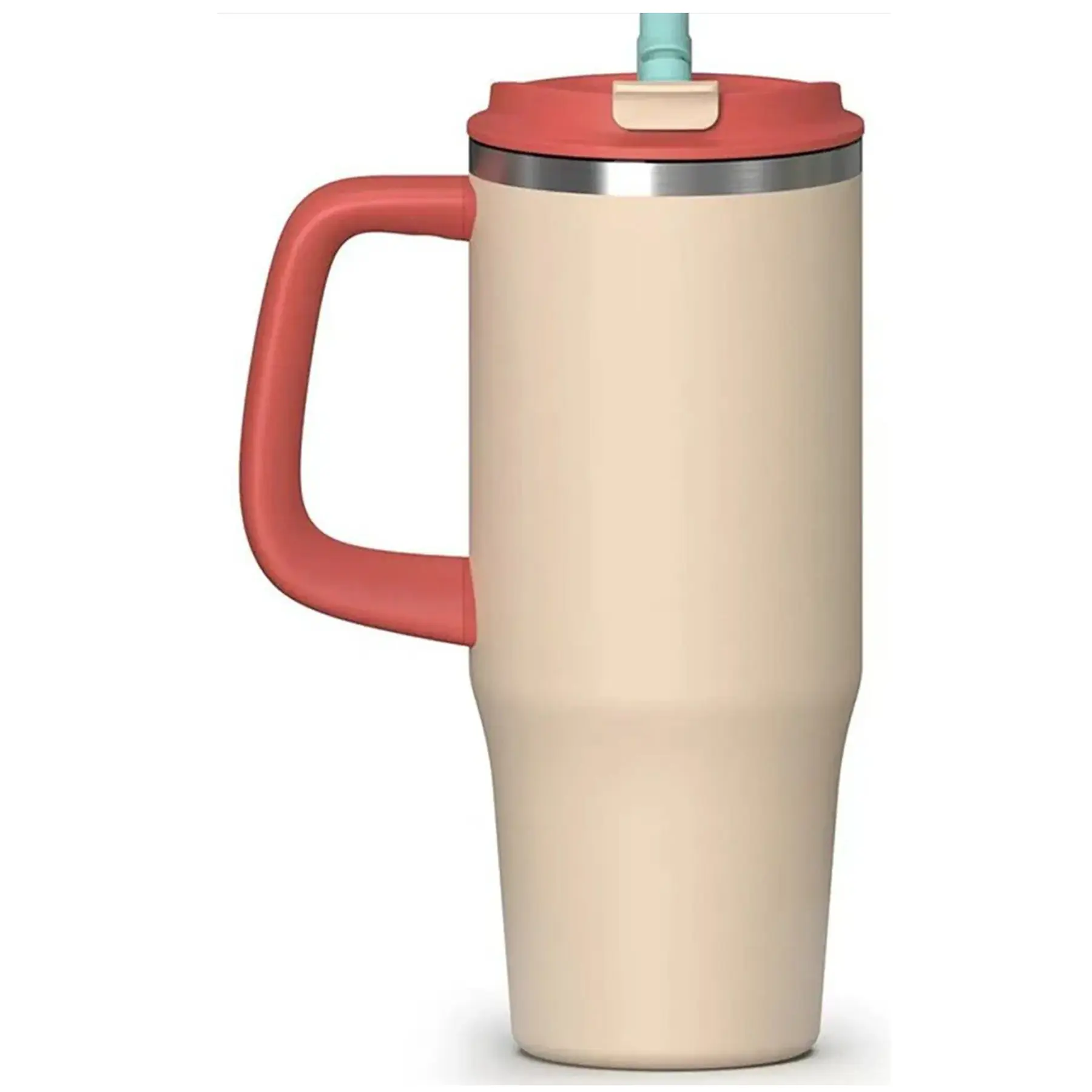 40oz Stainless Steel Travel Mug Ergonomic Handle 3 Lids