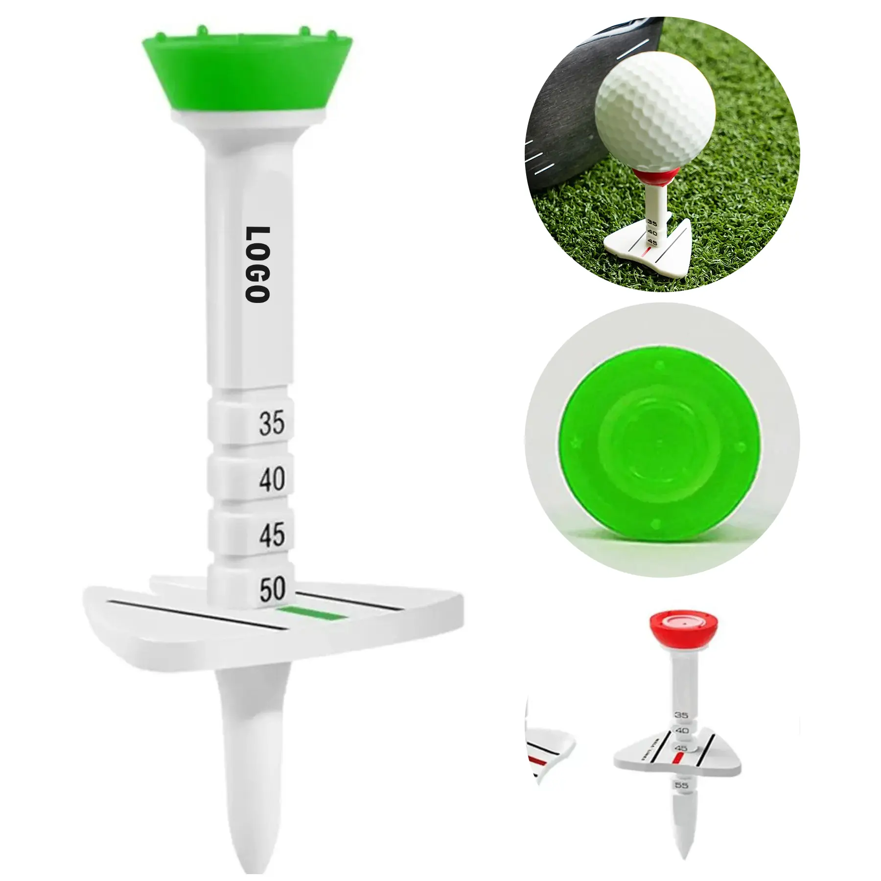 Precision Adjustable Golf Tee with Alignment Guide 2