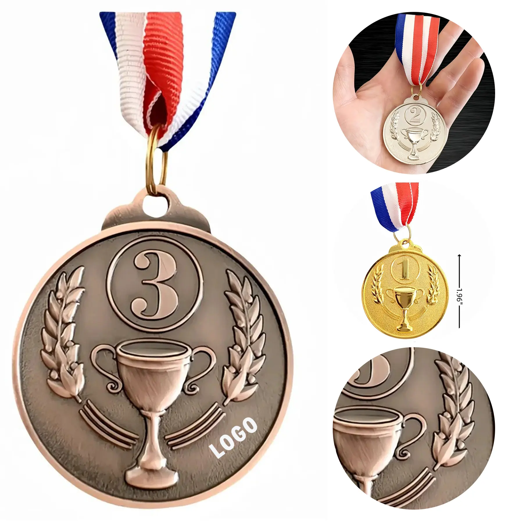 Gold Silver Bronze Metal Medals Kids Adults Sports Party Awards 2